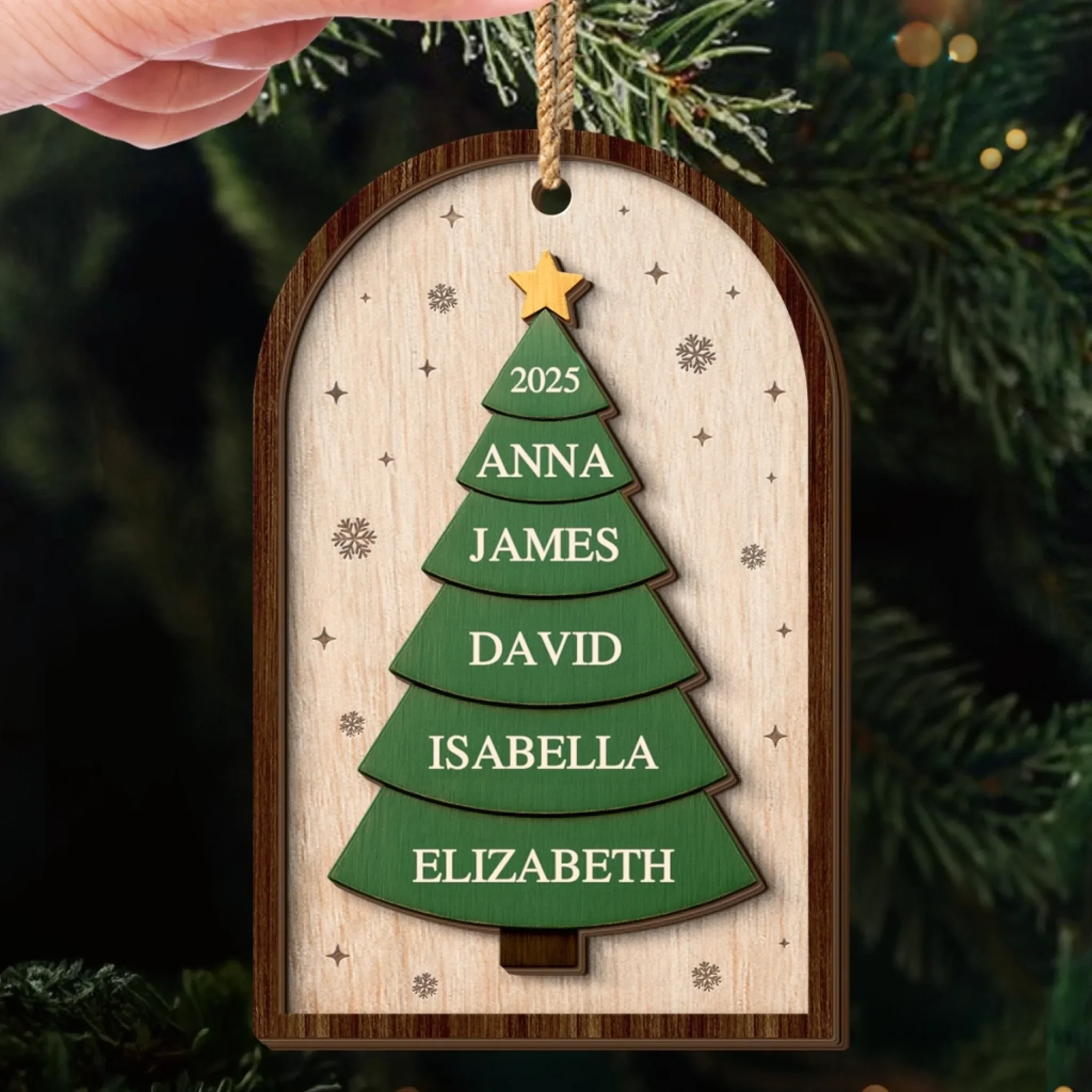 Custom Double Layer Wooden Ornament - Personalized Christmas Birthday Gifts For Mom, Dad, Brother, Sister, Kids - Our Little Family Grows - Image 6