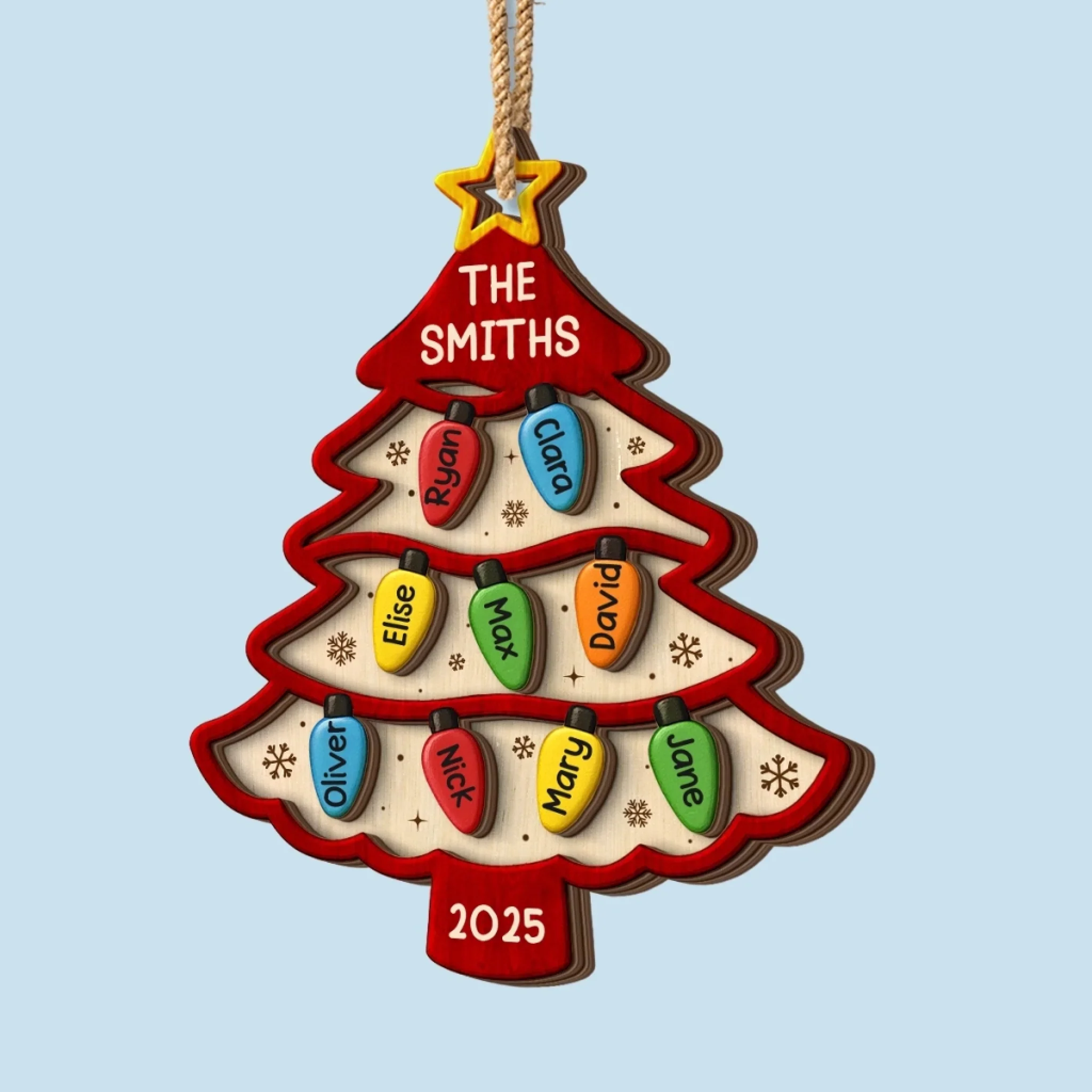 Custom Double Layer Wooden Ornament - Personalized Christmas Birthday Gifts For Mom, Dad, Kids - The Best Gift Is Family - Image 4