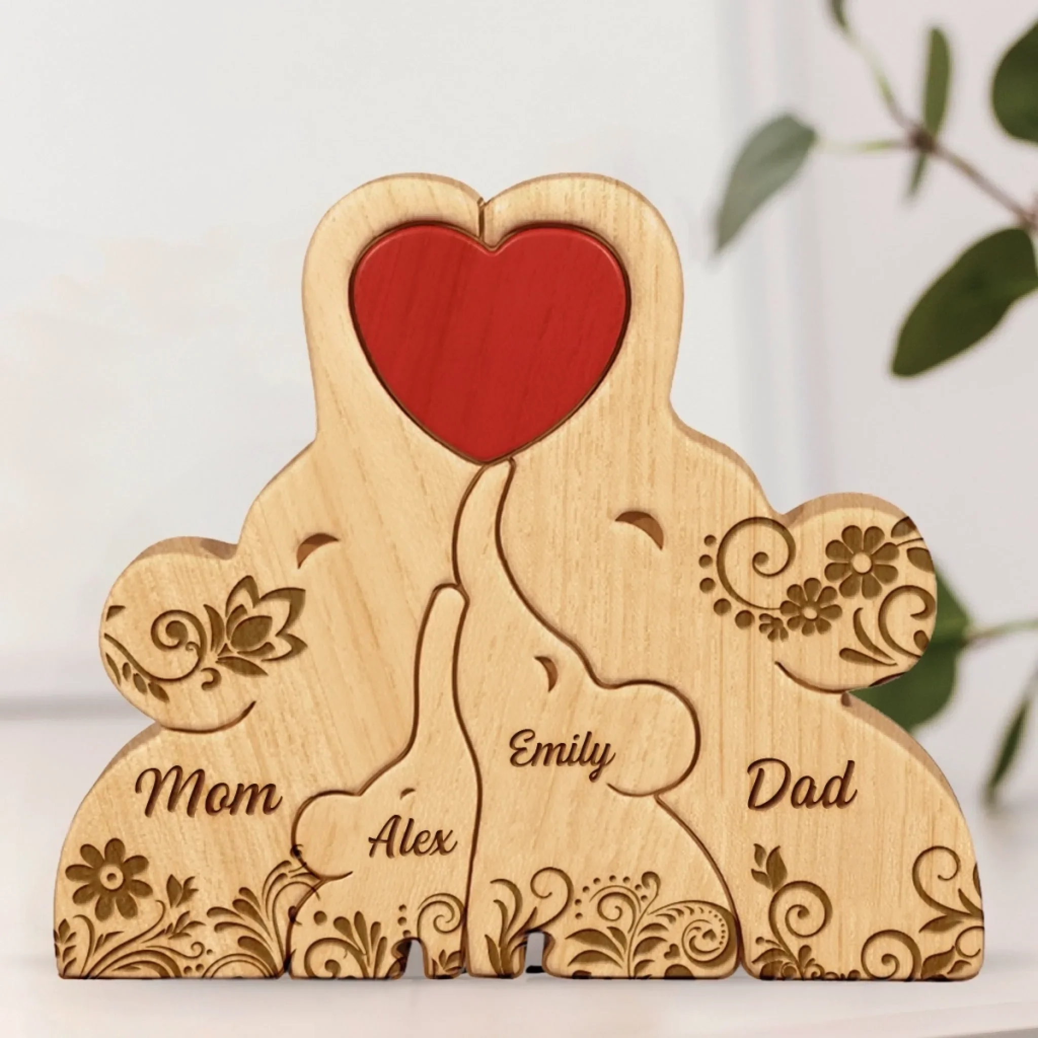 Custom Elephant Shaped Wooden Art Puzzle - Personalized Mother's Day Birthday Gifts For Mom, Dad, Brother, Sister, Kids - We Hold Love Together - Image 4
