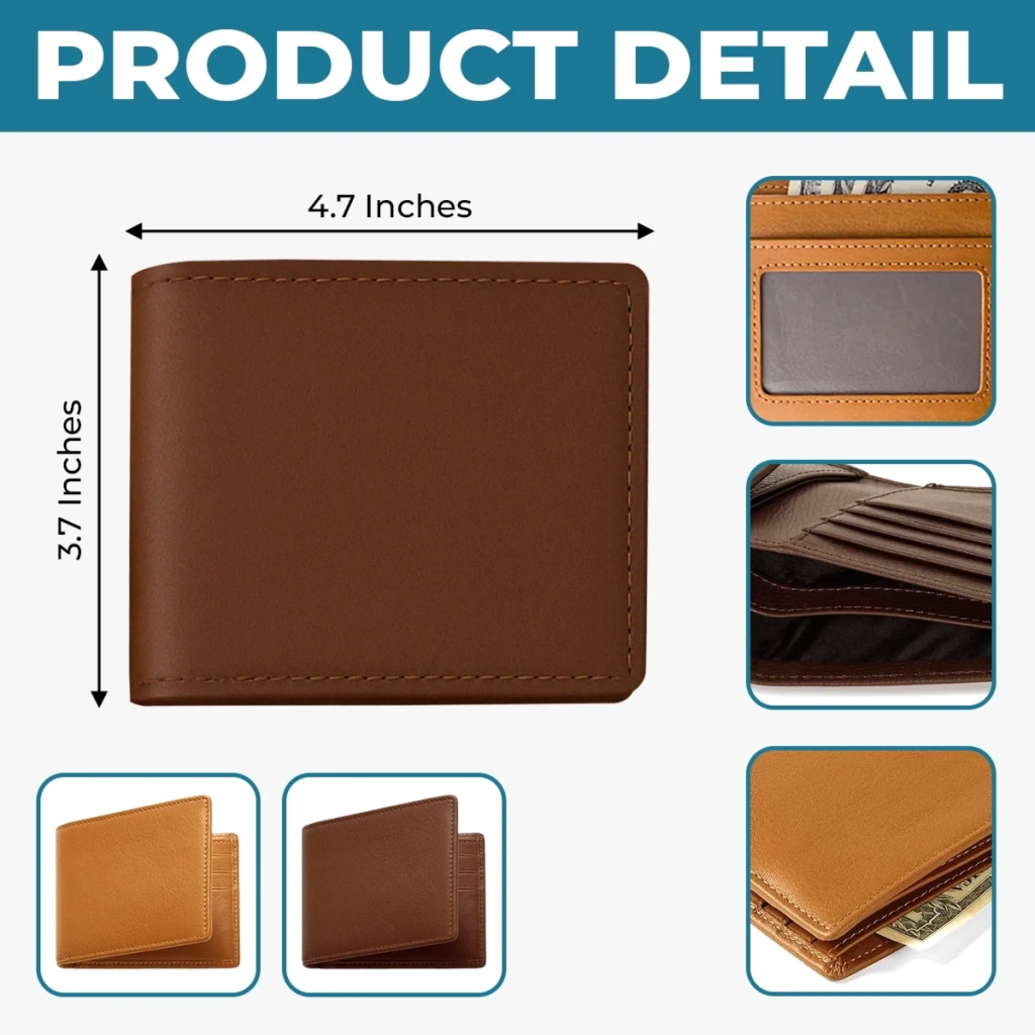 Custom Engraved Bifold Leather Wallet Two Sides - Personalized Anniversary Wedding Gifts For Husband And Wife, Him And Her - Love You Now And Always - Image 6