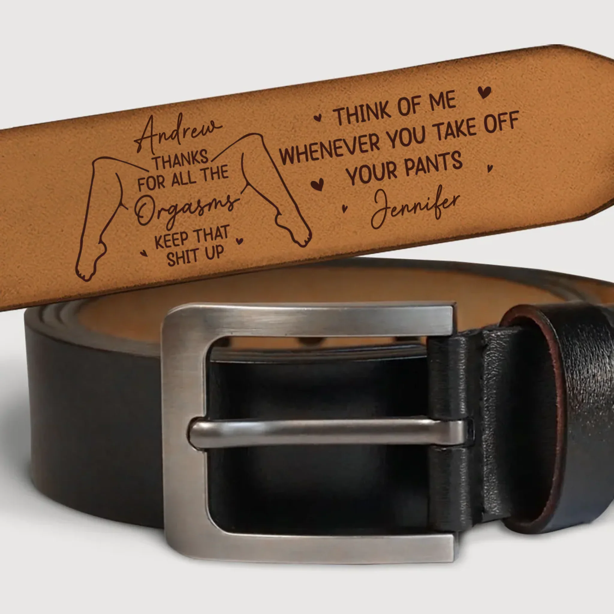 Custom Engraved Leather Belt - Personalized Anniversary Wedding Gifts For Husband And Wife, Him And Her - Love That Moves With Time - Image 3