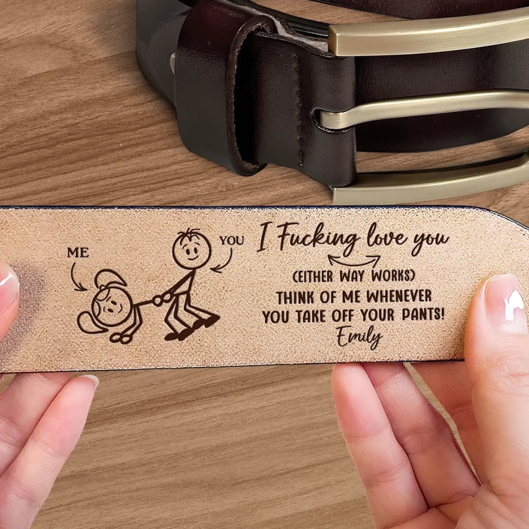 Custom Engraved Leather Belt - Personalized Anniversary Wedding Gifts For Husband And Wife, Him And Her - You Make Life Feel Gentle - Image 4