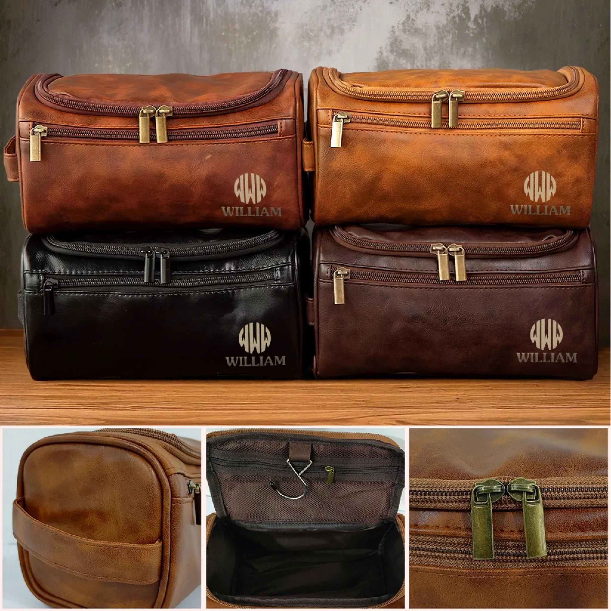 Custom Engraved Leather Toiletry Bag - Personalized Birthday Gifts For Dad, Brother, Grandpa, Husband - Journey Defines You - Image 6