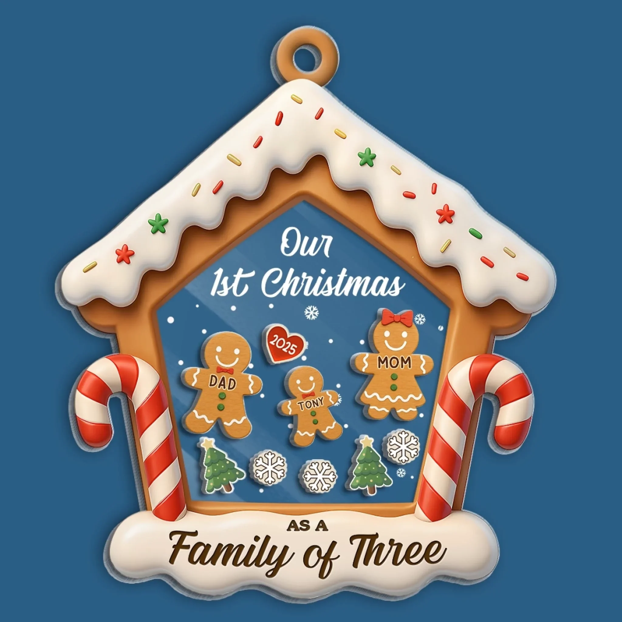 Custom First Christmas 3 Layers Shaker Ornament - Personalized Christmas Birthday Gifts For Mom, Dad, Brother, Sister, Kids - The Gift Of Family Love - Image 4