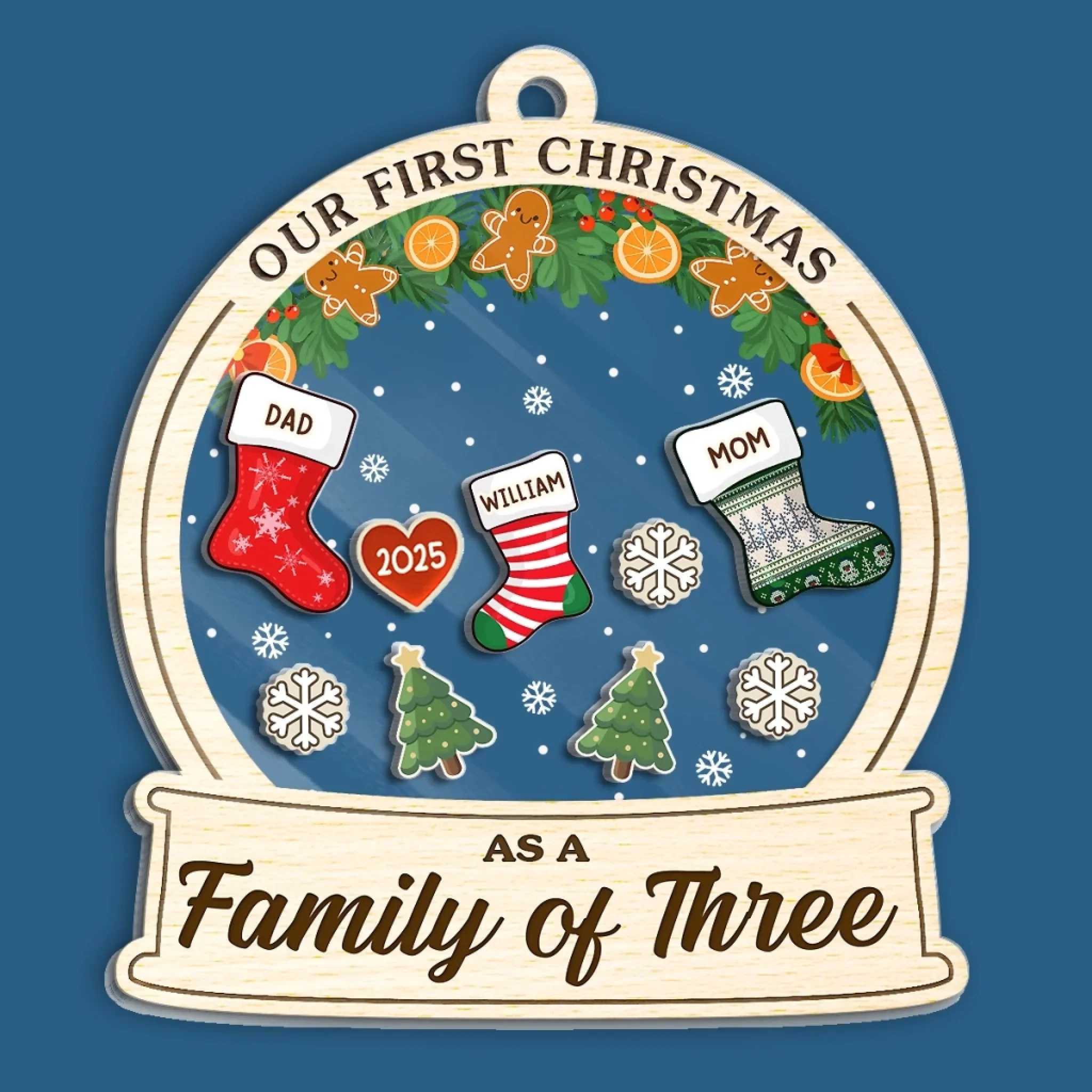 Custom First Christmas 3 Layers Shaker Ornament - Personalized Christmas Birthday Gifts For Mom, Dad, Brother, Sister, Kids - Together Is Our Best Gift - Image 4