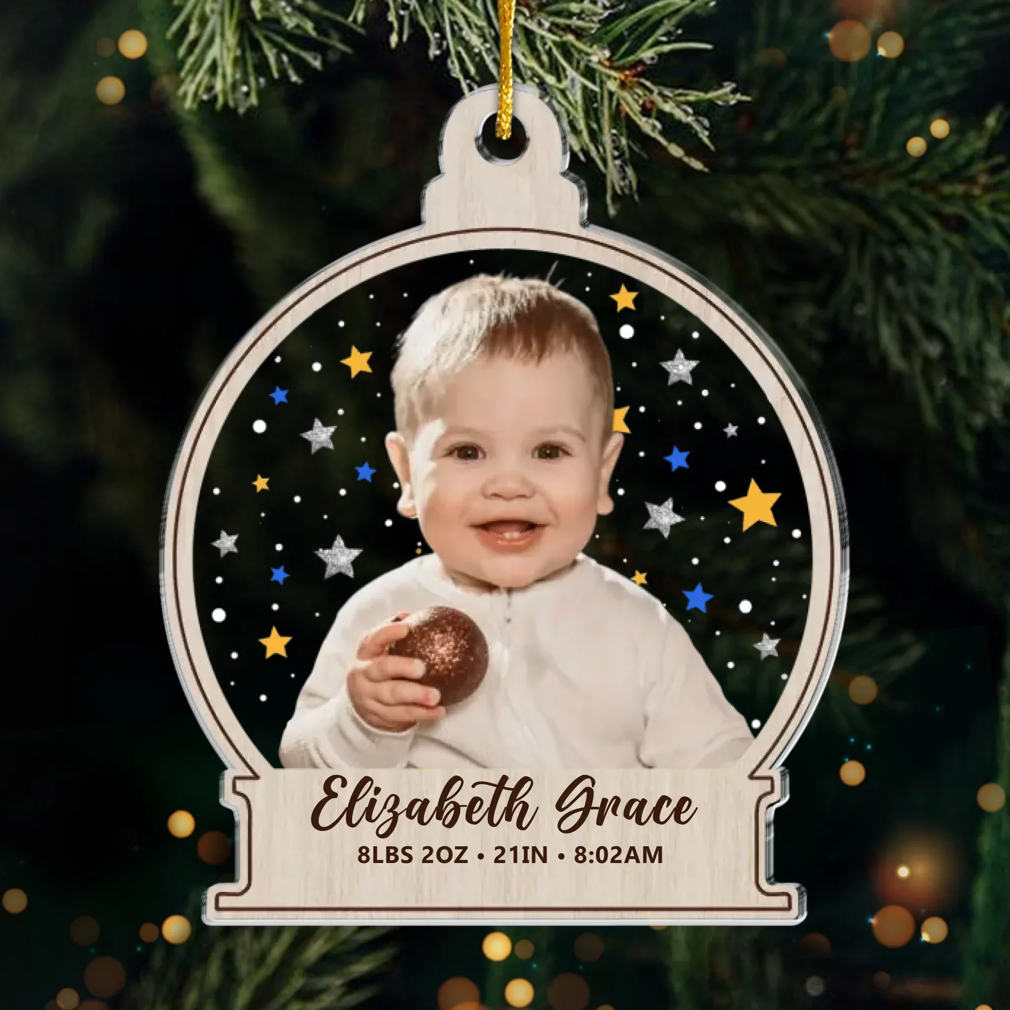 Custom First Christmas Acrylic Ornament - Personalized Christmas Baby Shower, Gender Reveal Gifts For New Moms, New Dads, New Parents - Grateful For This Miracle - Image 2