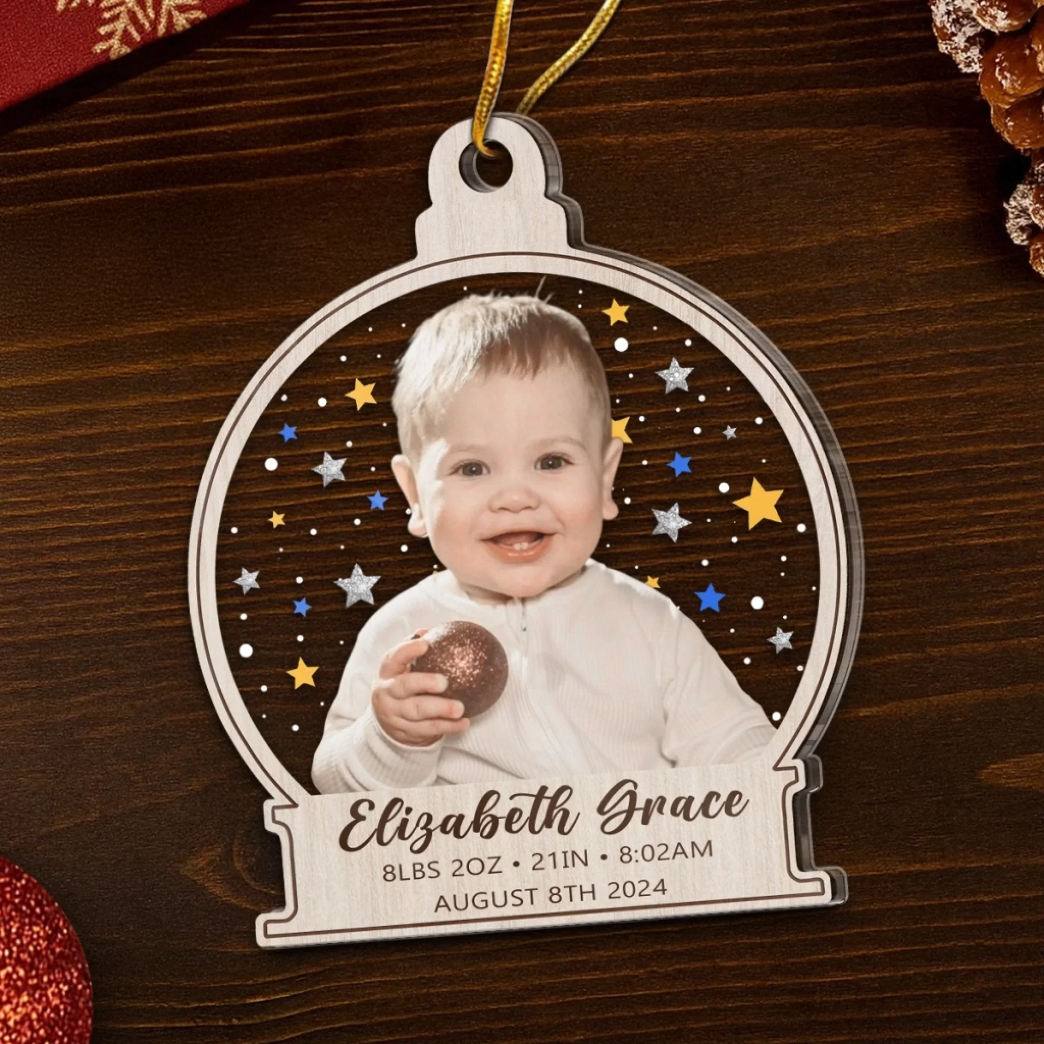Custom First Christmas Acrylic Ornament - Personalized Christmas Baby Shower, Gender Reveal Gifts For New Moms, New Dads, New Parents - Grateful For This Miracle - Image 5