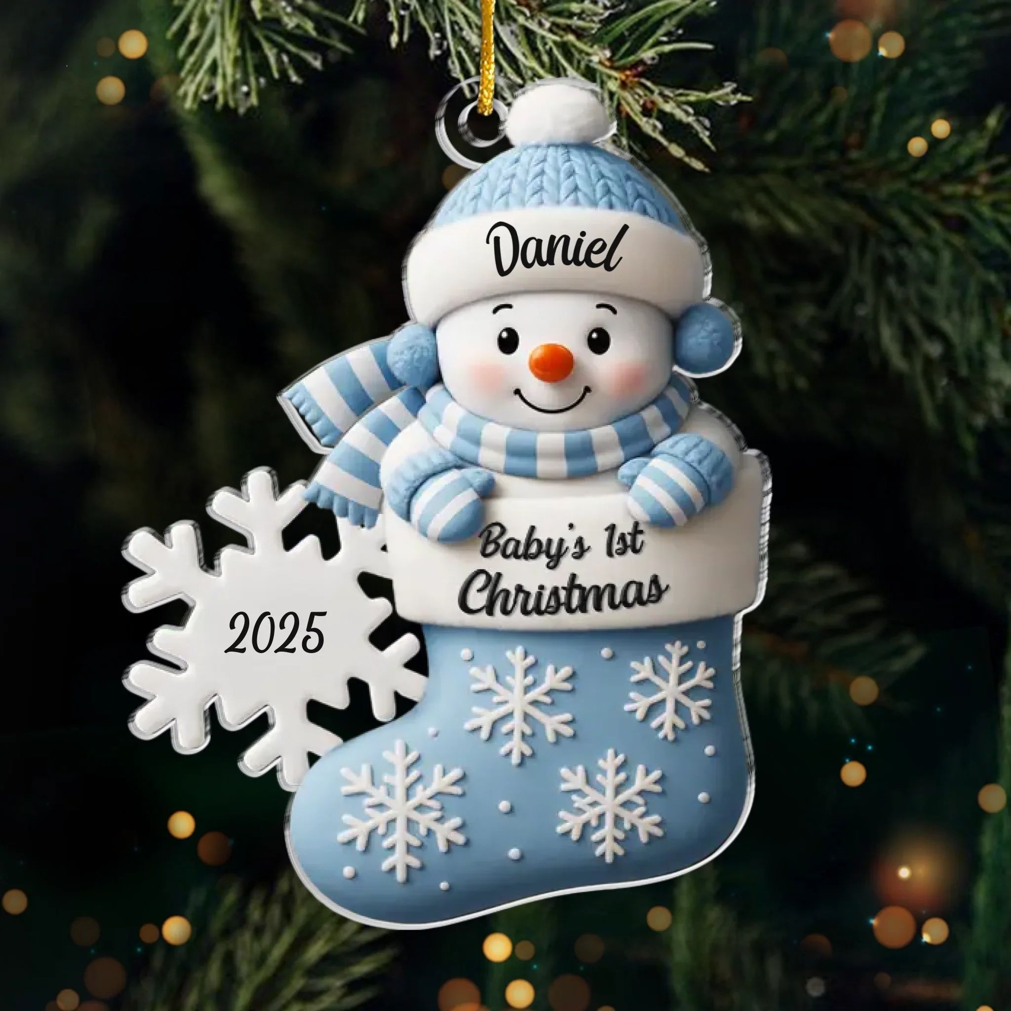 Custom First Christmas Acrylic Ornament - Personalized Christmas Baby Shower, Gender Reveal Gifts For New Moms, New Dads, New Parents - Little Heart Big Joy - Image 2