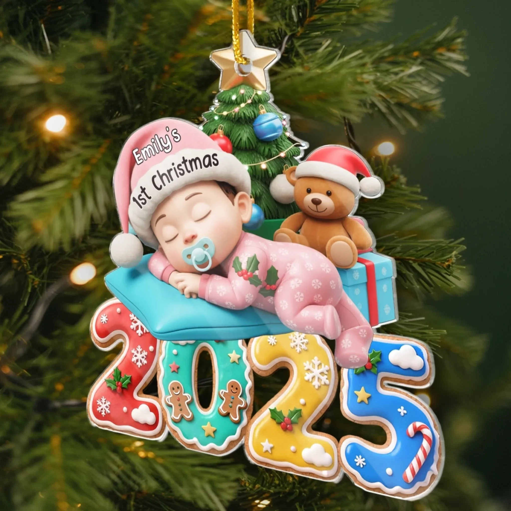 Custom First Christmas Acrylic Ornament - Personalized Christmas Baby Shower, Gender Reveal Gifts For New Moms, New Dads, New Parents - Our Greatest Blessing - Image 3