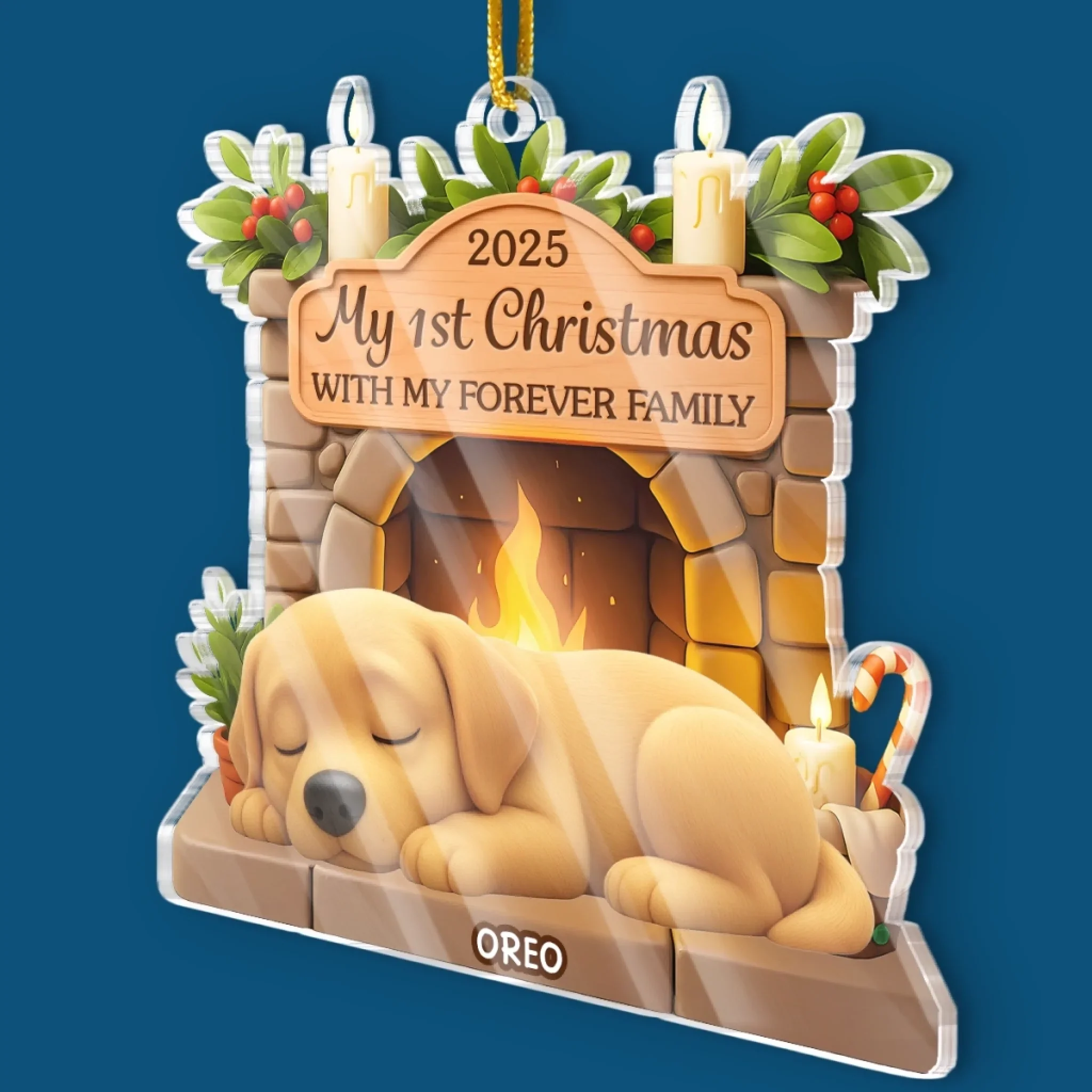 Custom First Christmas Acrylic Ornament - Personalized Christmas Birthday Gifts For Dog Lovers, Dog Dad And Mom - Home Is Where Dog Is - Image 3