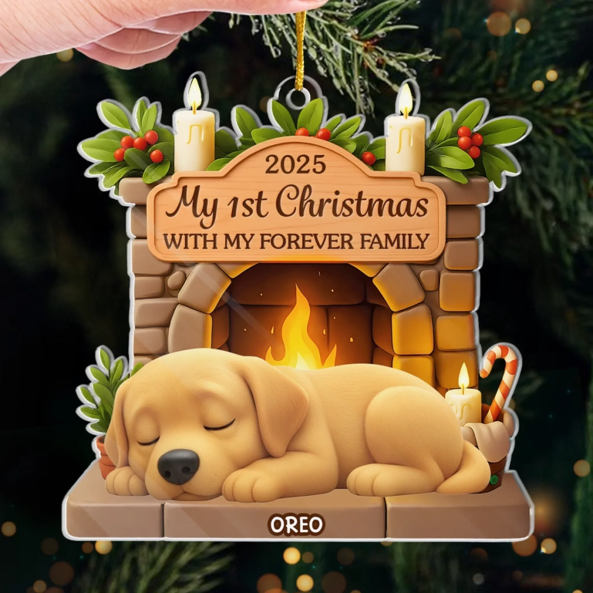 Custom First Christmas Acrylic Ornament - Personalized Christmas Birthday Gifts For Dog Lovers, Dog Dad And Mom - Home Is Where Dog Is - Image 4