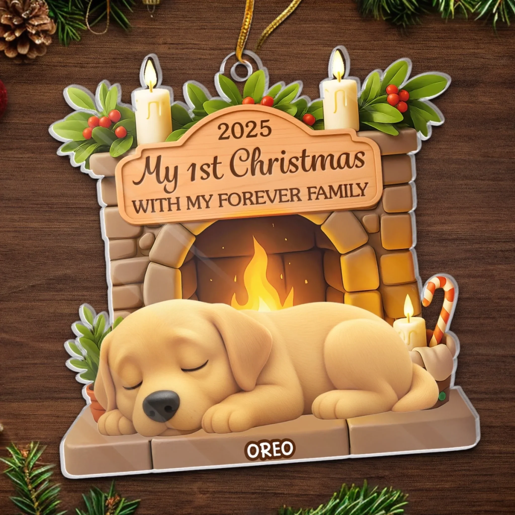 Custom First Christmas Acrylic Ornament - Personalized Christmas Birthday Gifts For Dog Lovers, Dog Dad And Mom - Home Is Where Dog Is - Image 5