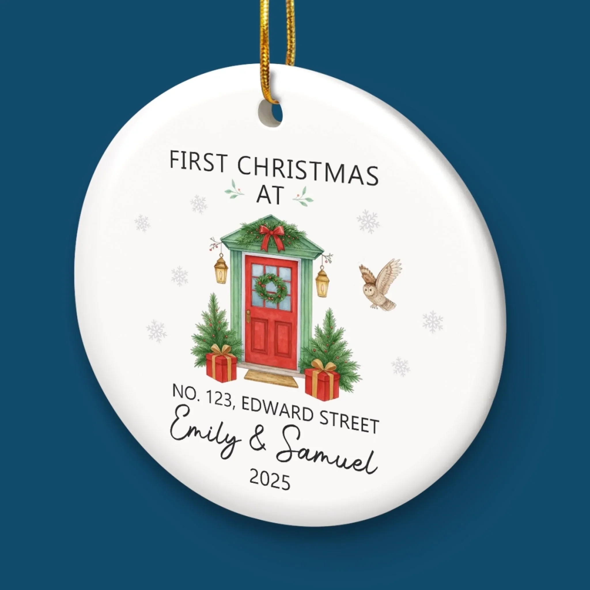 Custom First Christmas In New Home Ceramic Ornament - Personalized Anniversary Christmas Wedding Gifts For Husband And Wife, Him And Her, New Homeowners, Couples, Friends - New Home New Memories - Image 5