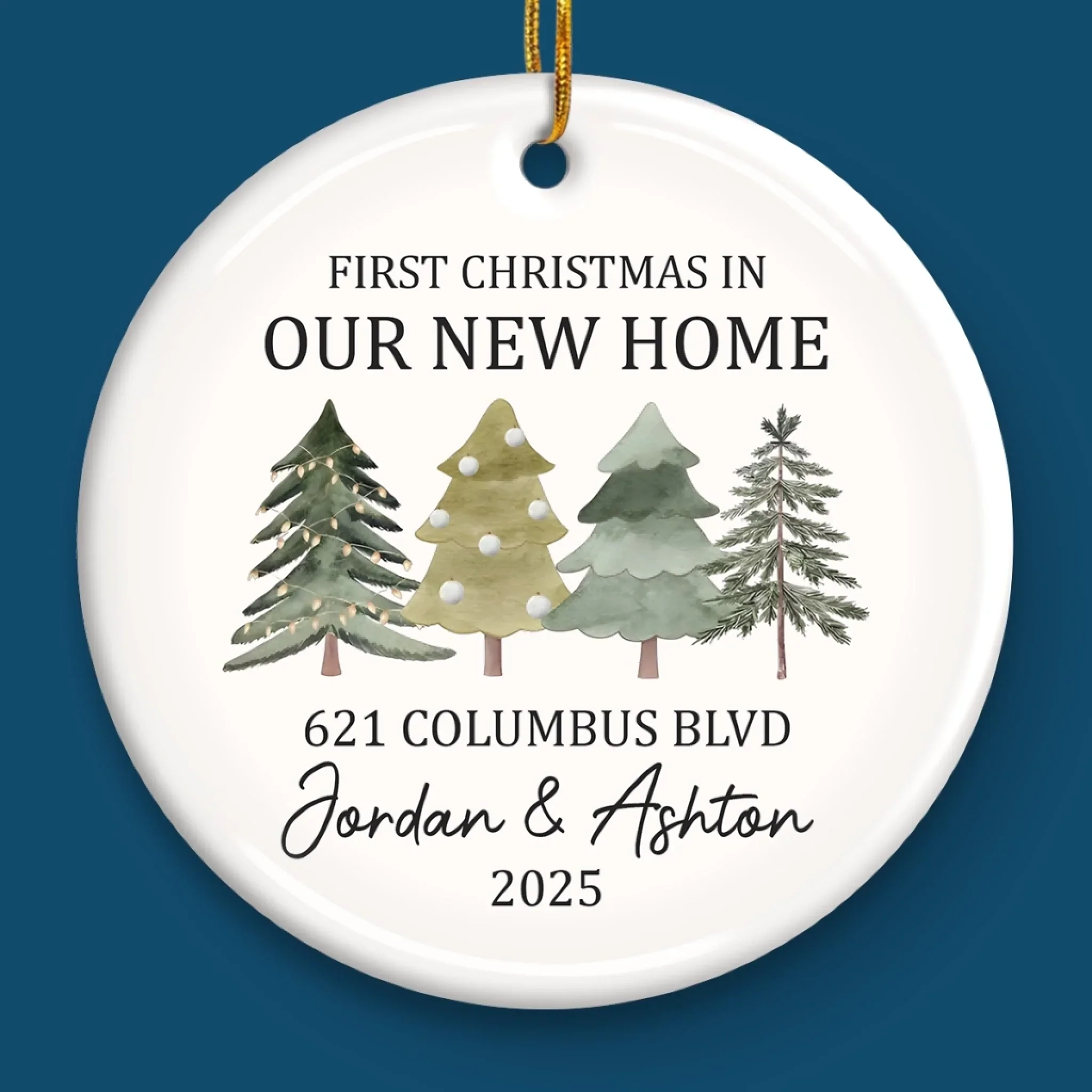 Custom First Christmas In New Home Ceramic Ornament - Personalized Anniversary Christmas Wedding Gifts For Husband And Wife, Him And Her, New Homeowners, Couples, Friends - Together Under One Roof - Image 4