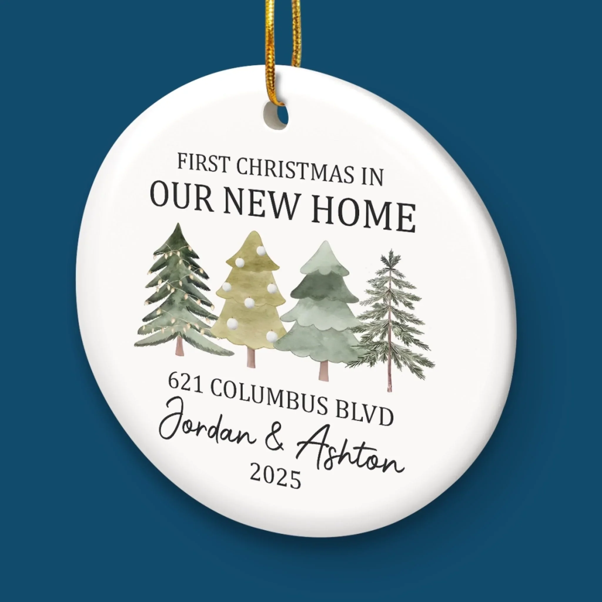 Custom First Christmas In New Home Ceramic Ornament - Personalized Anniversary Christmas Wedding Gifts For Husband And Wife, Him And Her, New Homeowners, Couples, Friends - Together Under One Roof - Image 5