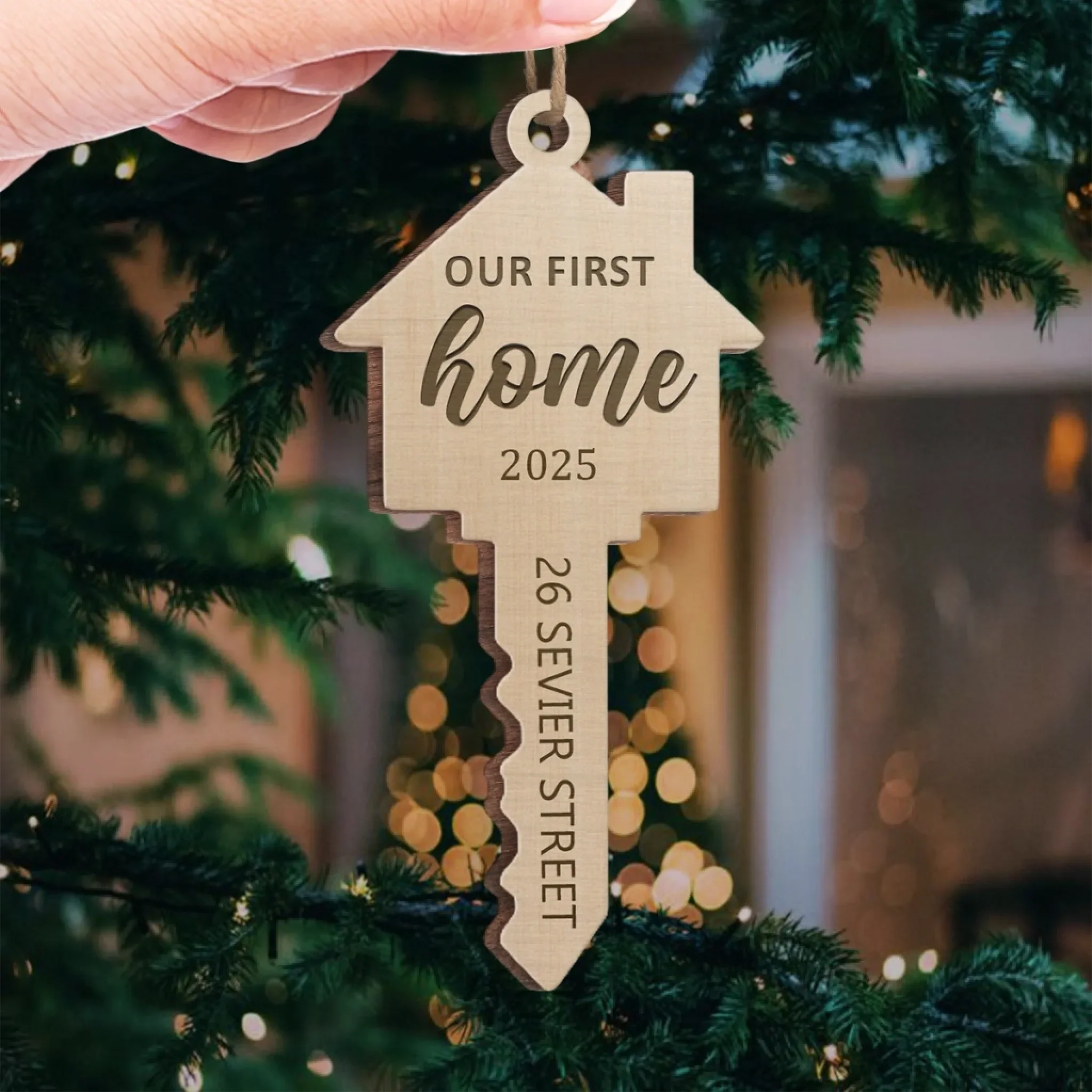Custom First Christmas In New Home Wood Ornament - Personalized Anniversary Christmas Wedding Gifts For Husband And Wife, Him And Her, New Homeowners, Couples, Friends - Love Built This Home - Image 4