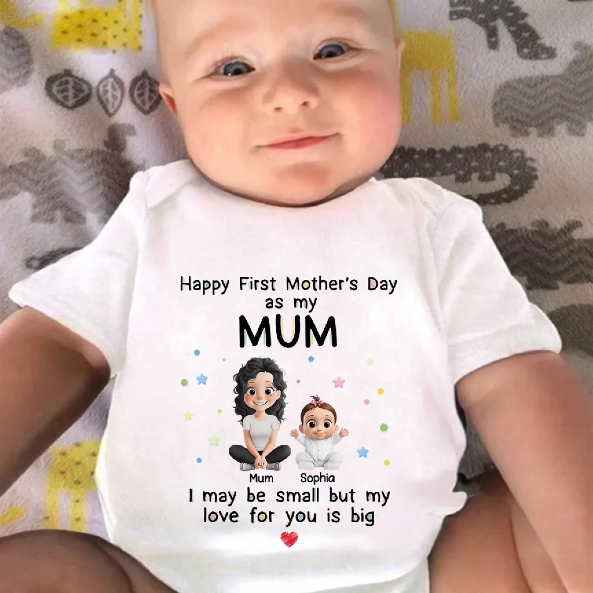 Custom First Mother's Day Baby Onesie - Personalized Baby Shower, Gender Reveal Gifts For New Moms, New Dads, New Parents - Loved From Day One - Image 4