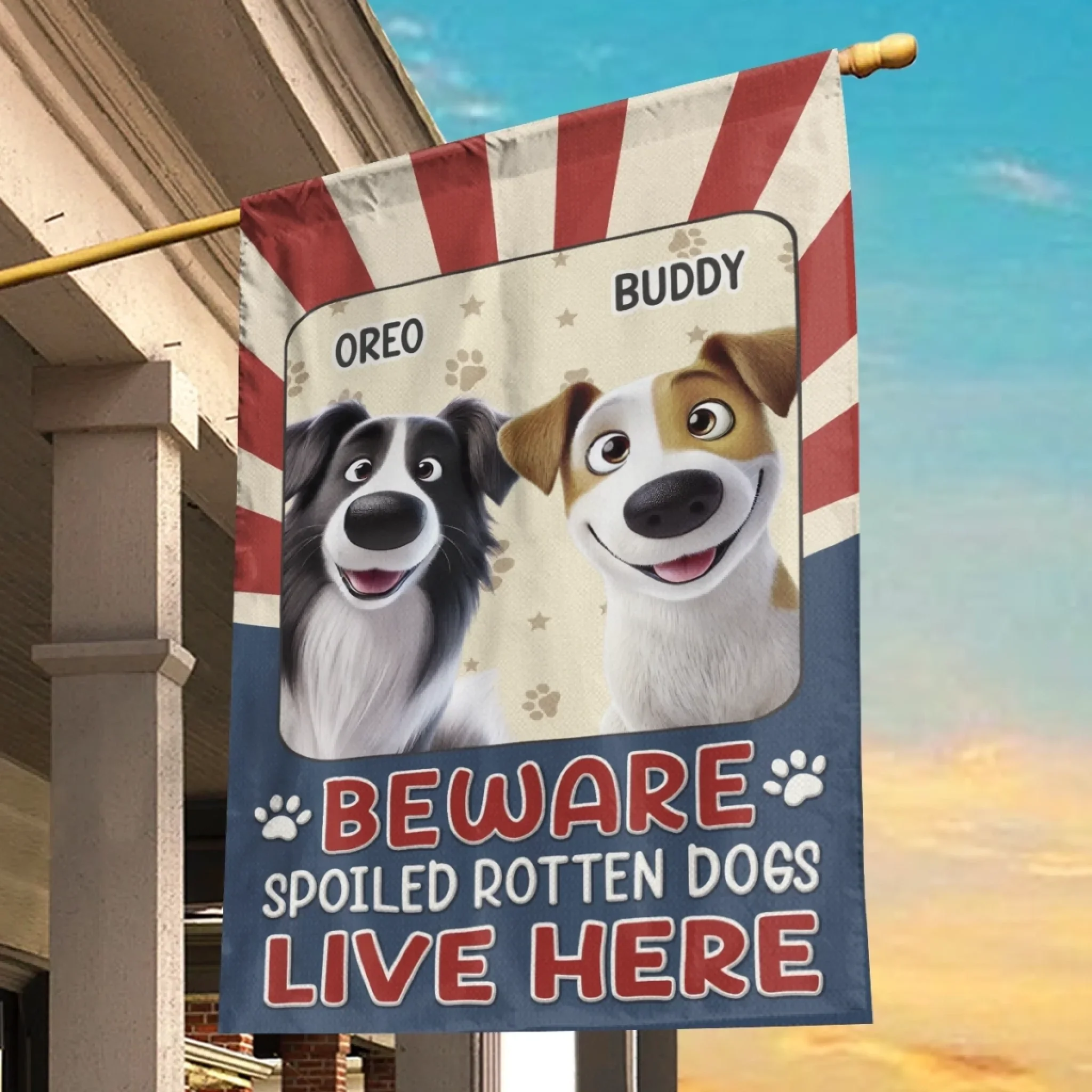 Custom Flag - Personalized Birthday Gifts For Dog Lovers, Dog Dad And Mom - Home Of Happy Spoiled Dogs - Image 4