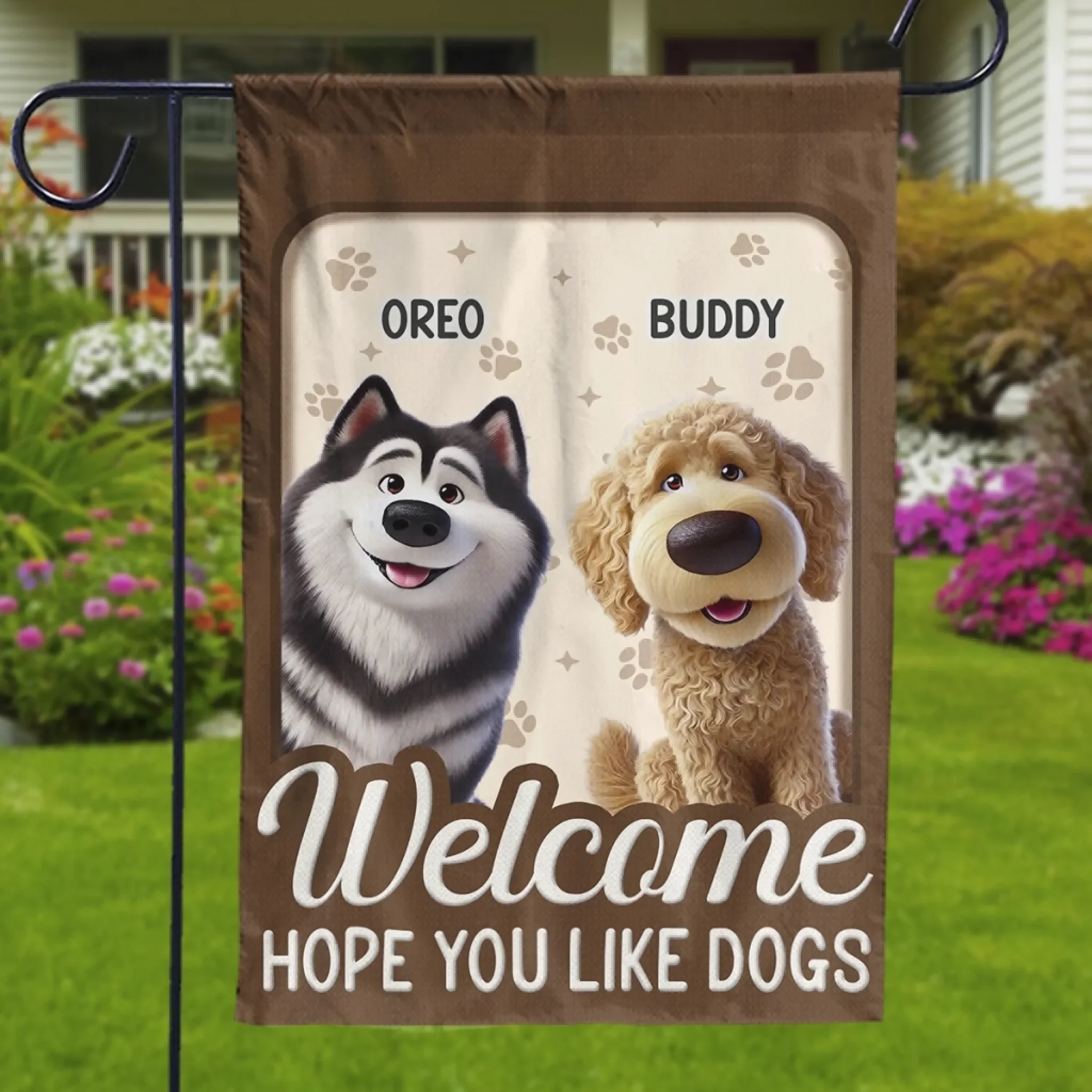 Custom Flag - Personalized Birthday Gifts For Dog Lovers, Dog Dad And Mom - Welcome To Our Dog Home - Image 3
