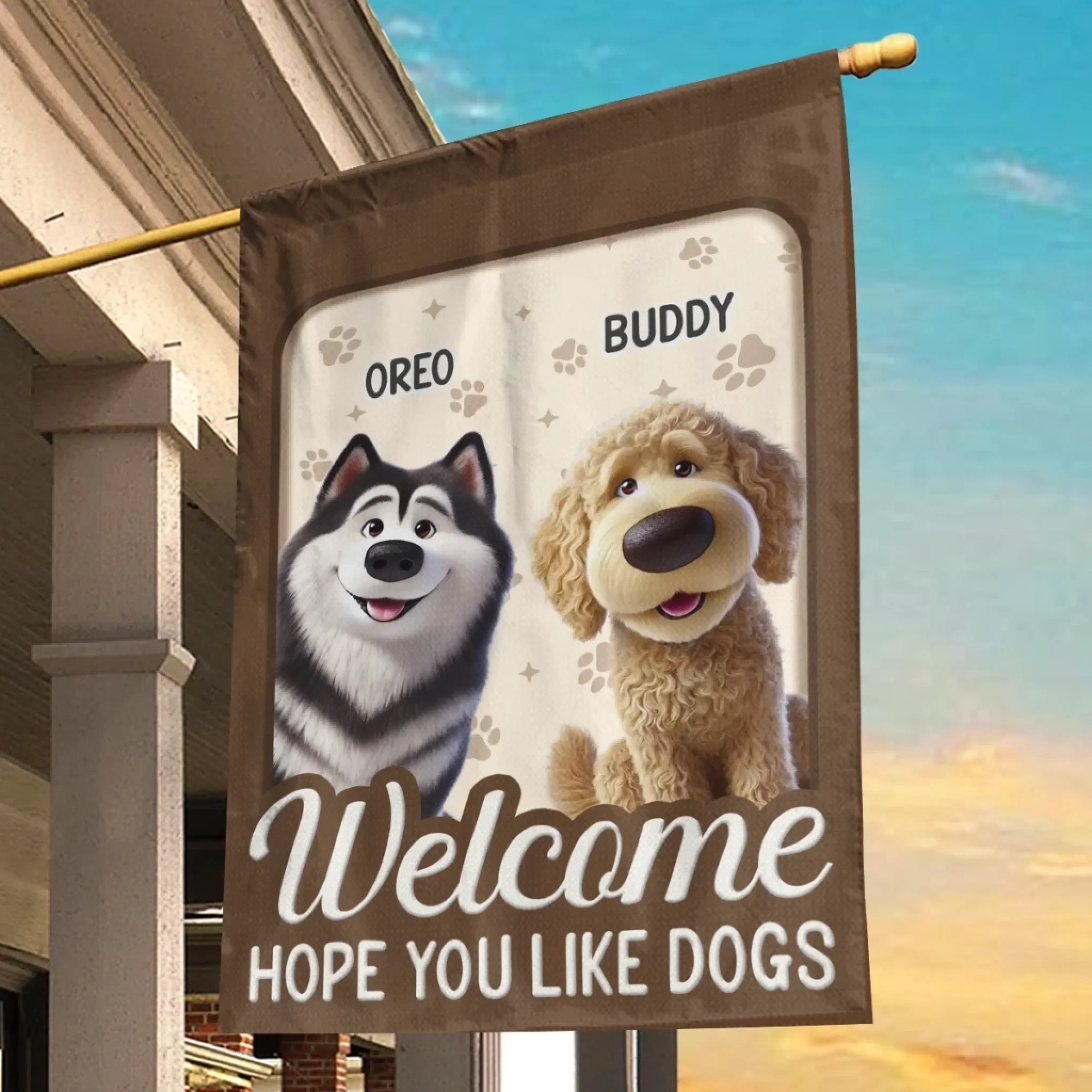 Custom Flag - Personalized Birthday Gifts For Dog Lovers, Dog Dad And Mom - Welcome To Our Dog Home - Image 4