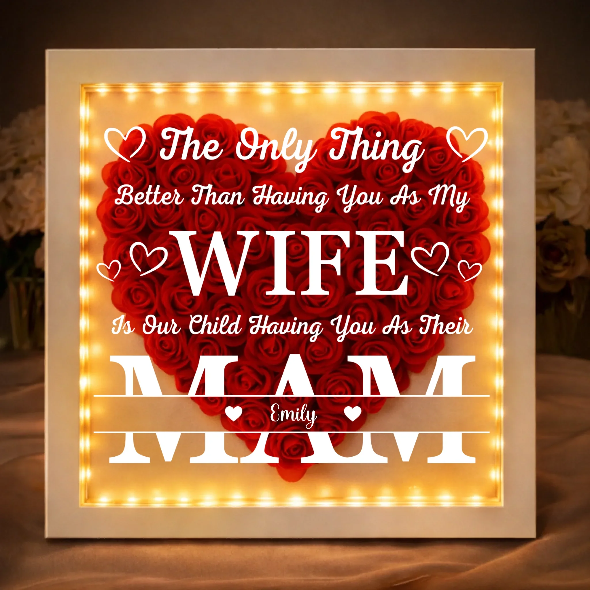 Custom Flower Shadow Box With LED Light - Personalized Anniversary Wedding Gifts For Husband And Wife, Him And Her - My Wife My Everything - Image 2