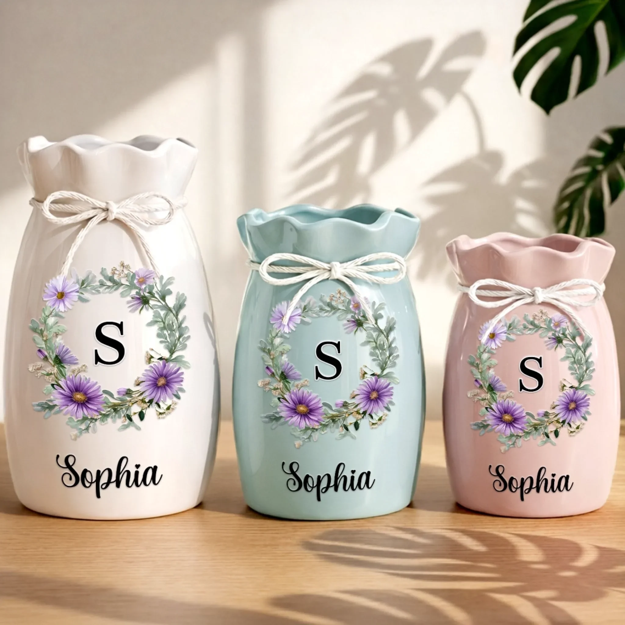 Custom Flower Vase With Ribbon - Personalized Best Friend Birthday Gifts For Women, Besties, Sisters, BFF - A Floral Touch Of You - Image 2