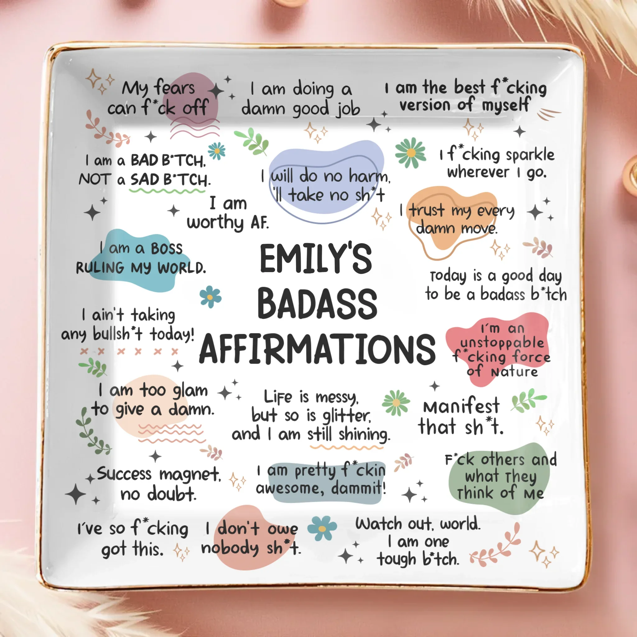 Custom Full-Print Jewelry Dish - Personalized Best Friend Birthday Gifts For Women, Besties, Sisters, BFF, Yourself -  I Glow On My Own - Image 2