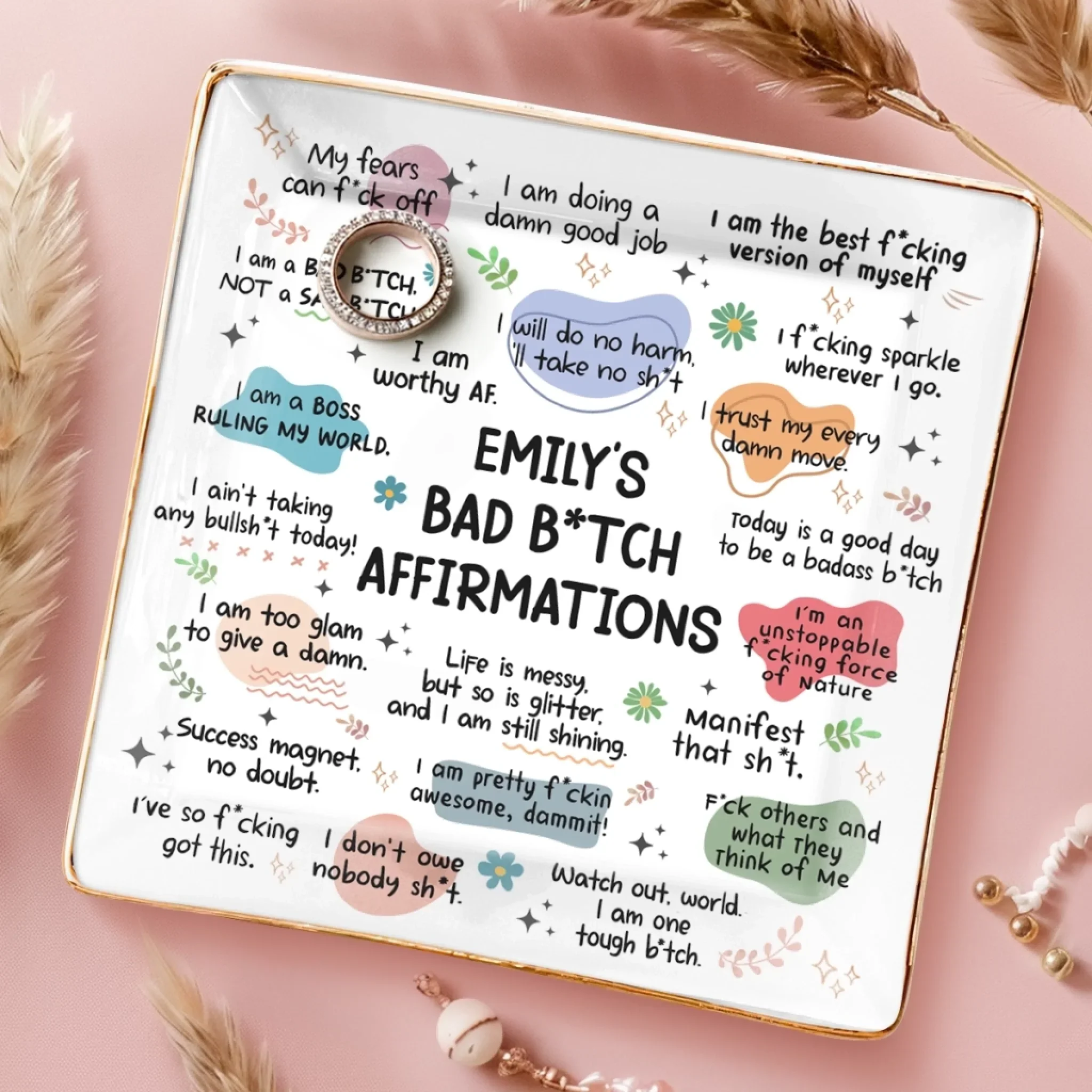 Custom Full-Print Jewelry Dish - Personalized Best Friend Birthday Gifts For Women, Besties, Sisters, BFF, Yourself -  I Glow On My Own - Image 3