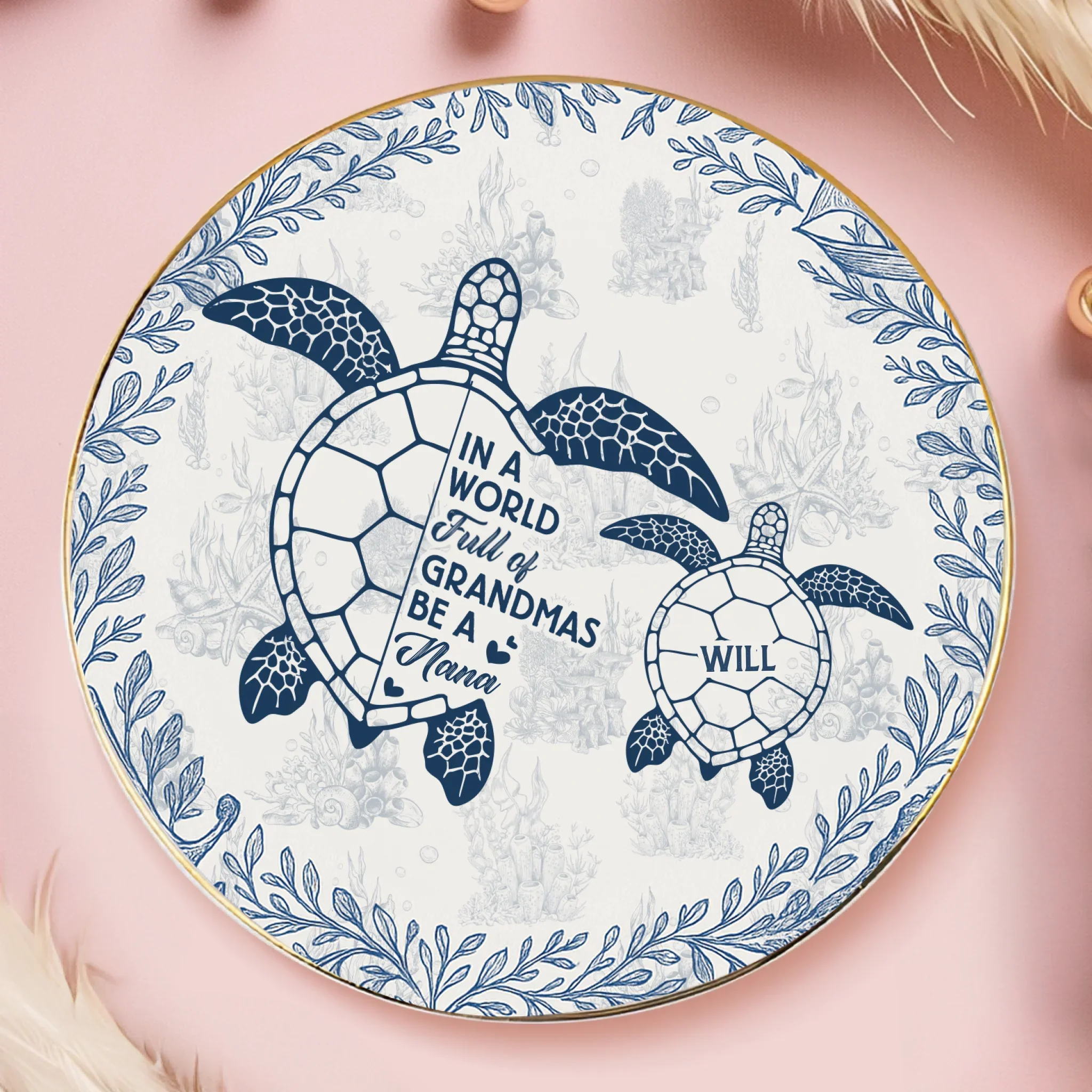 Custom Full-Print Round Jewelry Dish - Personalized Birthday Gifts For Mom, Grandma - In A World Full Of Grandmas Be A Nana - Image 2