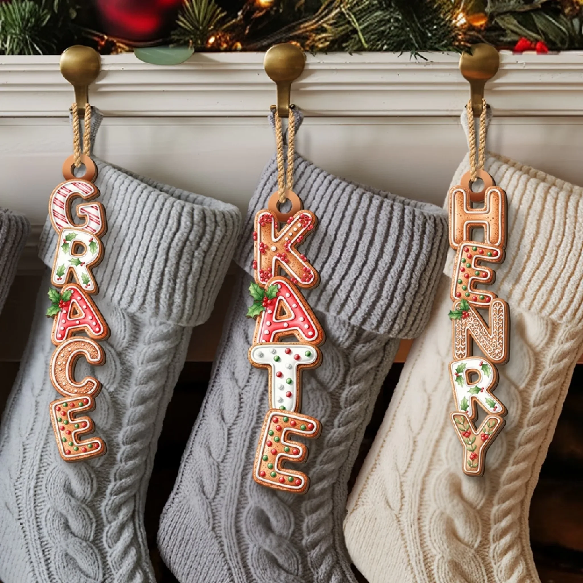 Custom Gingerbread Letter Wooden Ornament - Personalized Christmas Birthday Gifts For Mom, Dad, Brother, Sister, Kids - Our Chaos Our Comfort Zone - Image 5
