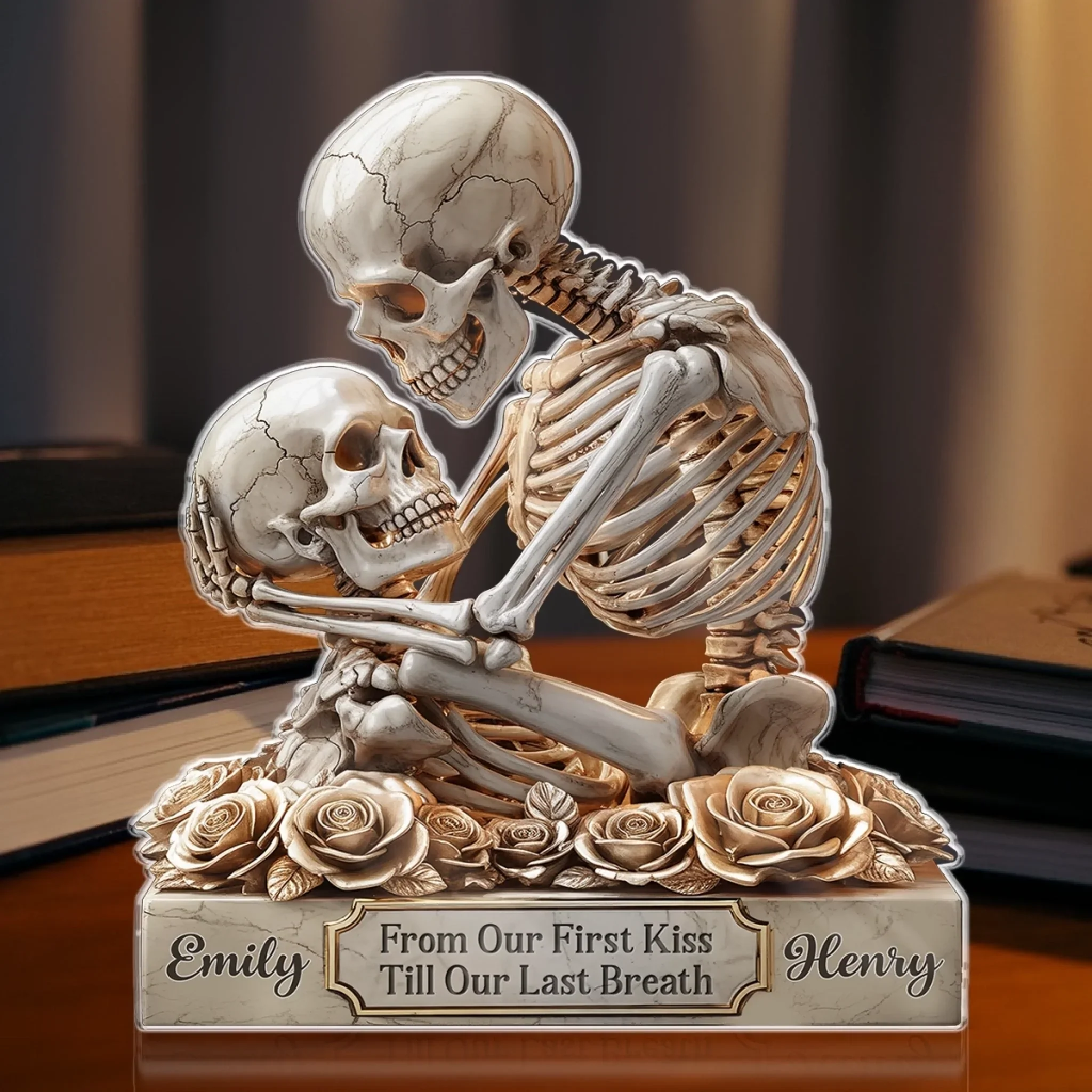 Custom Gothic Skeleton Acrylic Plaque - Personalized Anniversary Wedding Gifts For Husband And Wife, Him And Her - Bone To Be Yours - Image 3