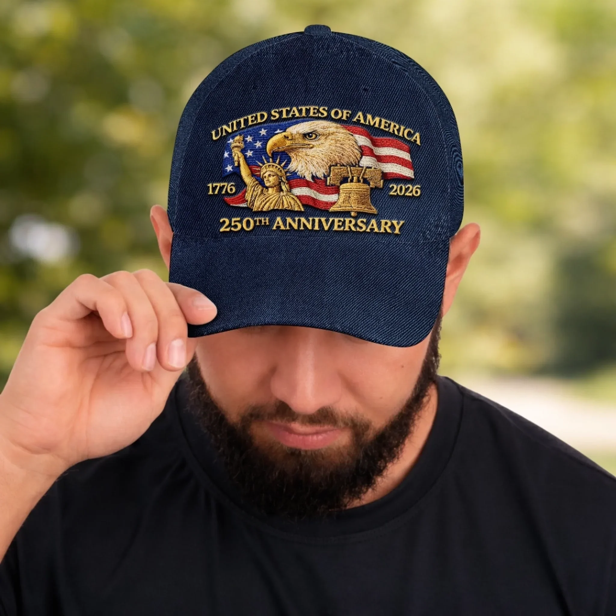Custom Hat, All Over Print Classic Cap - Personalized America 250th Anniversary Gifts For Women, Men - United In Brave Tradition - Image 5
