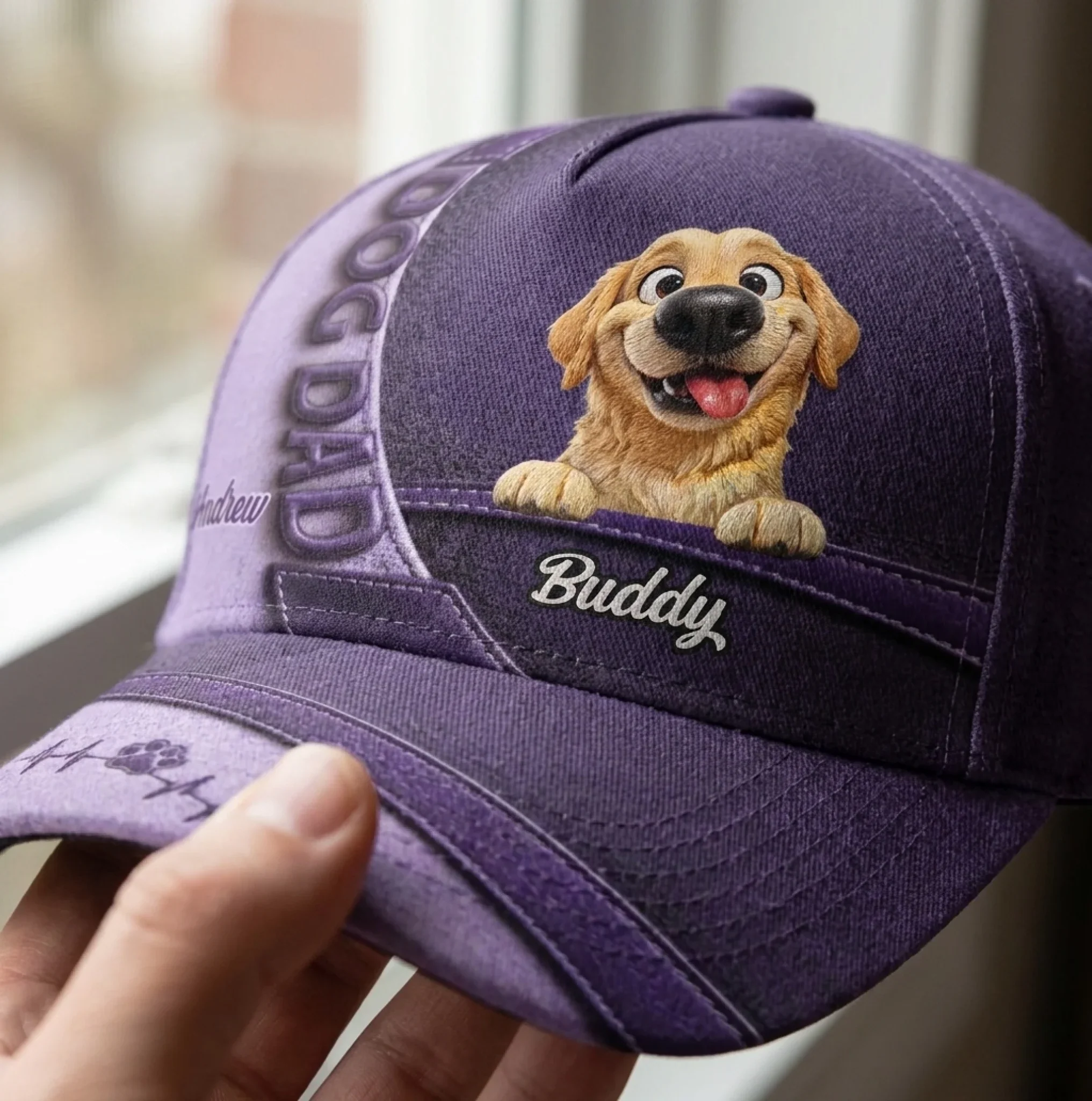 Custom Hat, All Over Print Classic Cap - Personalized Birthday Gifts For Dog Lovers, Dog Dad And Mom - Forever Loved By Wagging Tails - Image 7