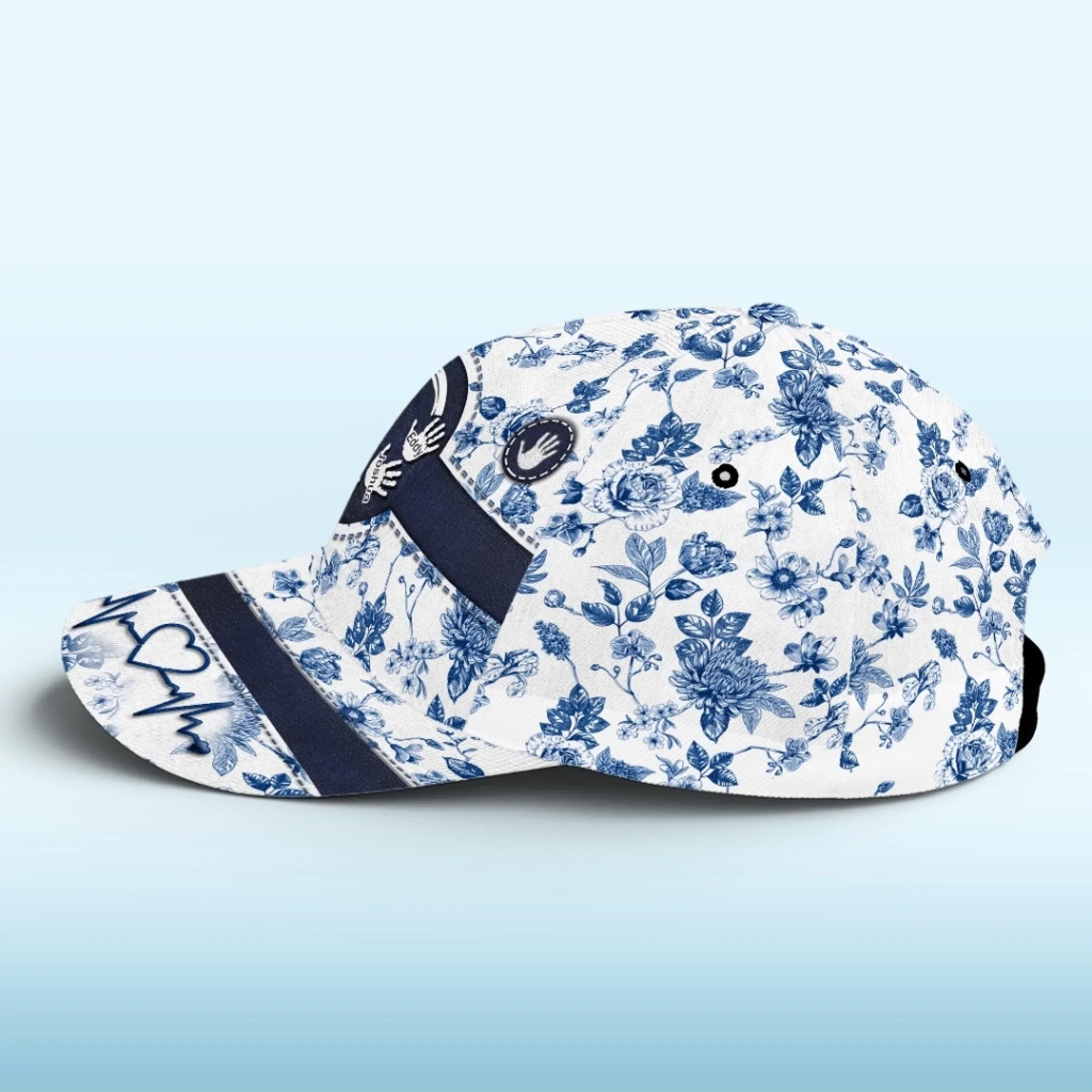 Custom Hat, All Over Print Classic Cap - Personalized Birthday Gifts For Mom, Grandma - Floral Love For Grandma Always - Image 5