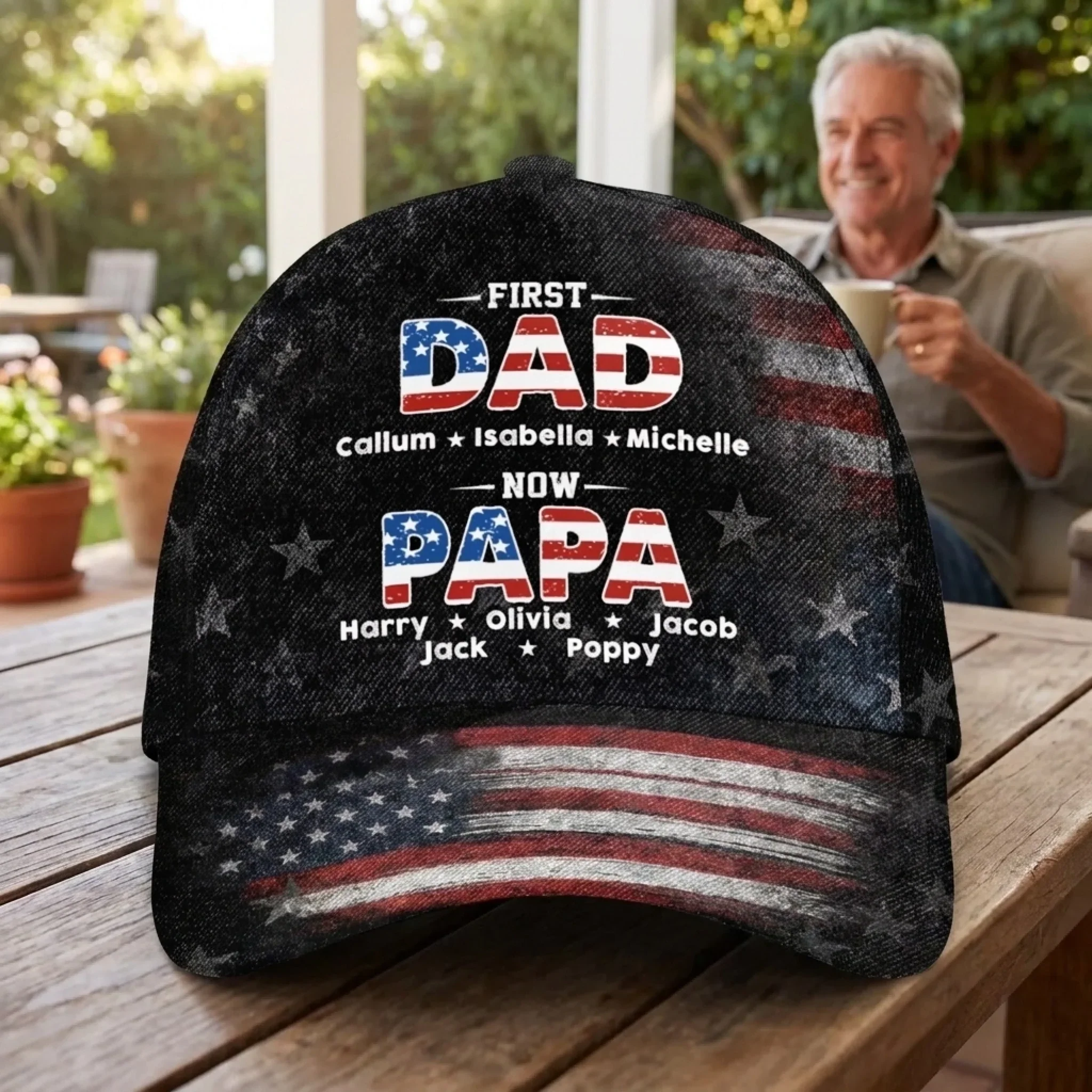 Custom Hat, All Over Print Classic Cap - Personalized Father's Day Birthday Gifts For Dad, Grandpa - Dad For Life, Papa With Pride - Image 2