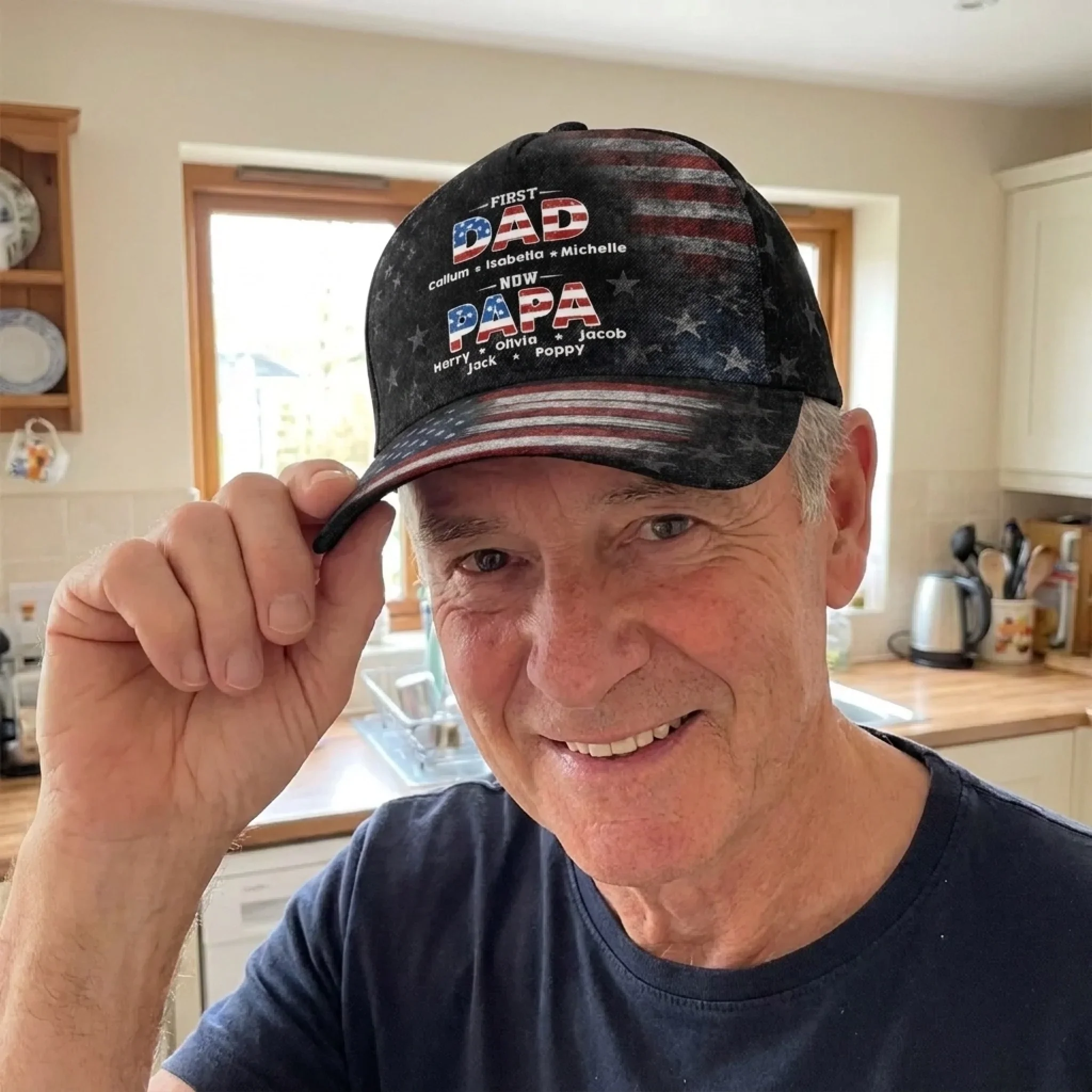 Custom Hat, All Over Print Classic Cap - Personalized Father's Day Birthday Gifts For Dad, Grandpa - Dad For Life, Papa With Pride - Image 6