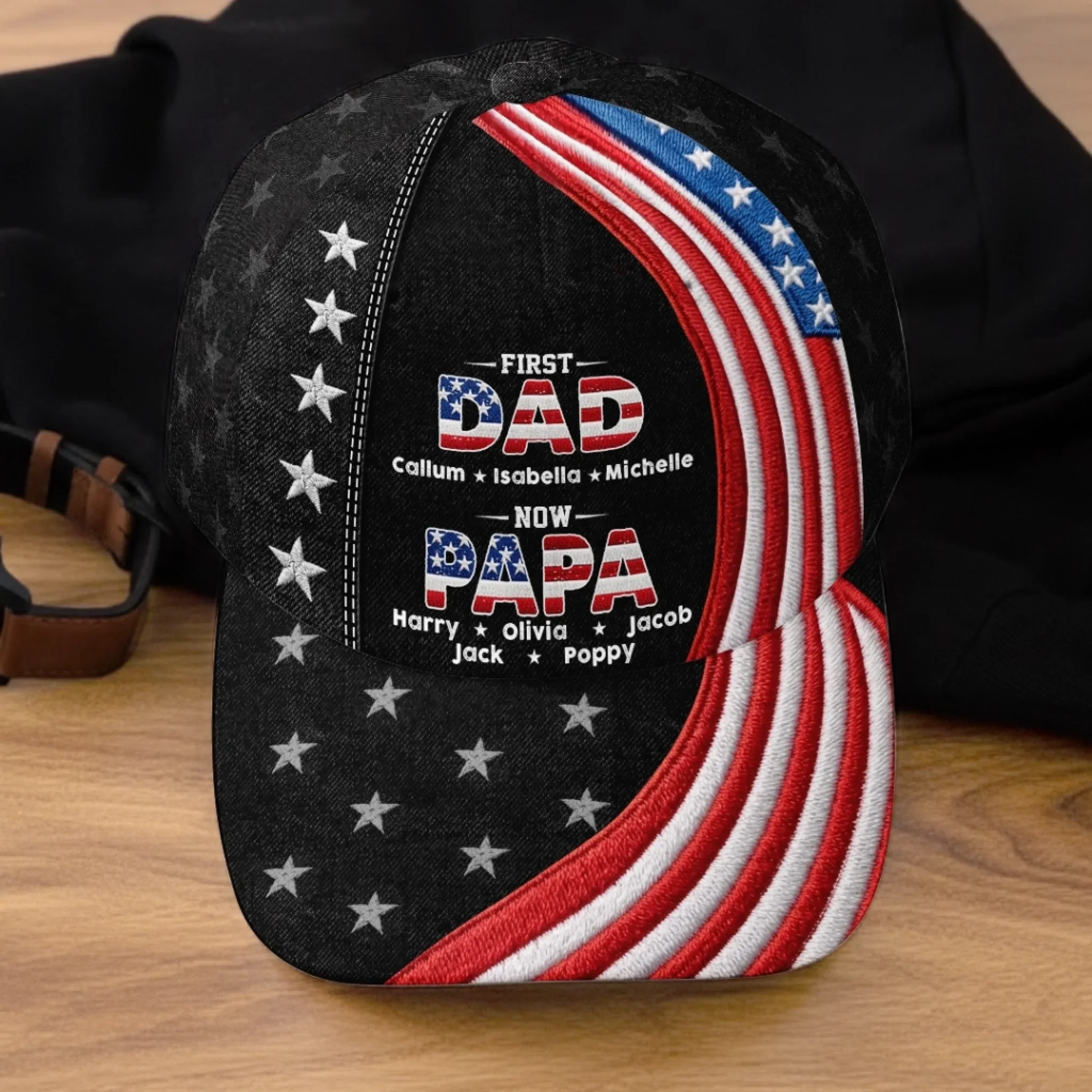 Custom Hat, All Over Print Classic Cap - Personalized Father's Day Birthday Gifts For Dad, Grandpa - Dad Strength Guides Our Way - Image 4