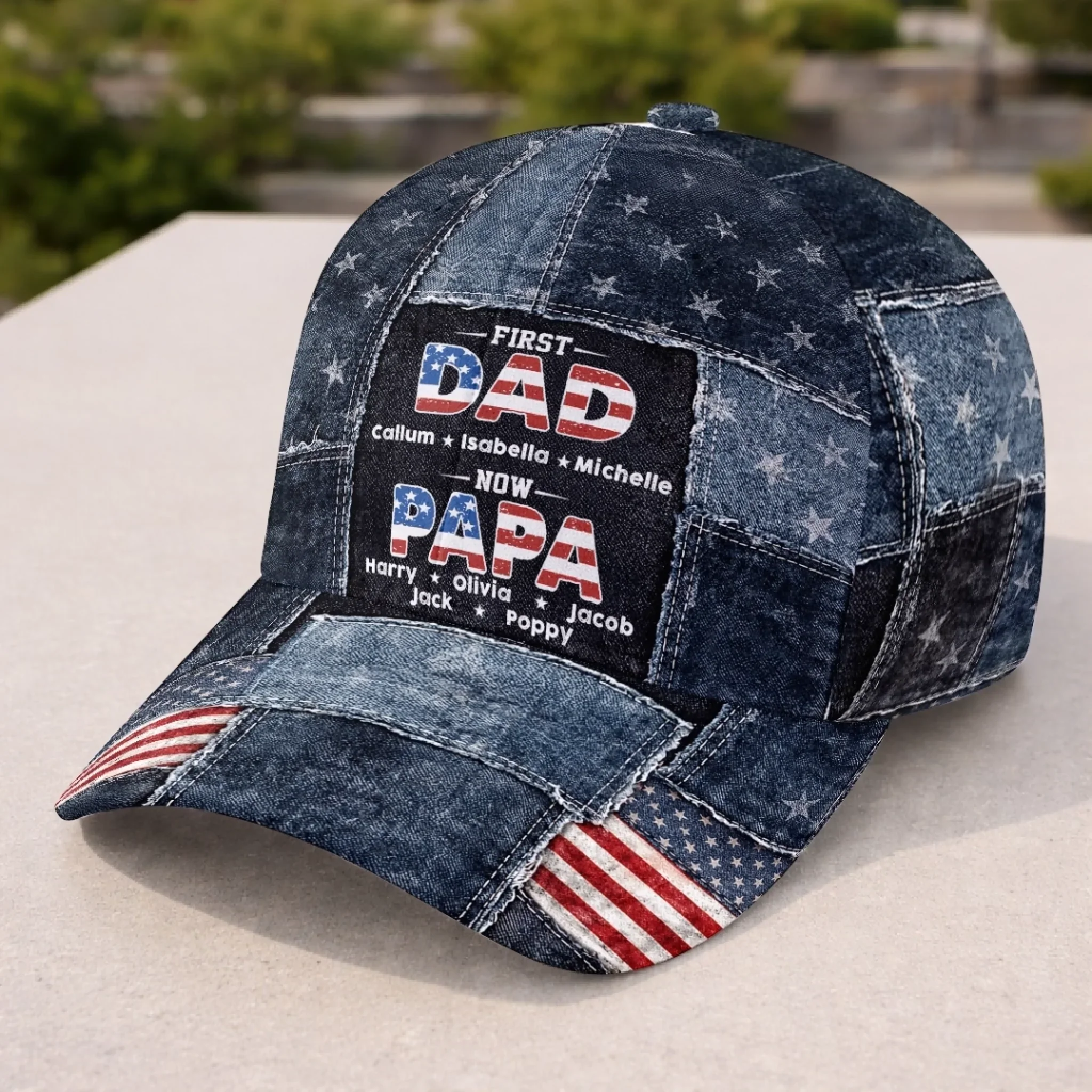 Custom Hat, All Over Print Classic Cap - Personalized Father's Day Birthday Gifts For Dad, Grandpa - First A Dad, Now A Blessed Grandpa - Image 3