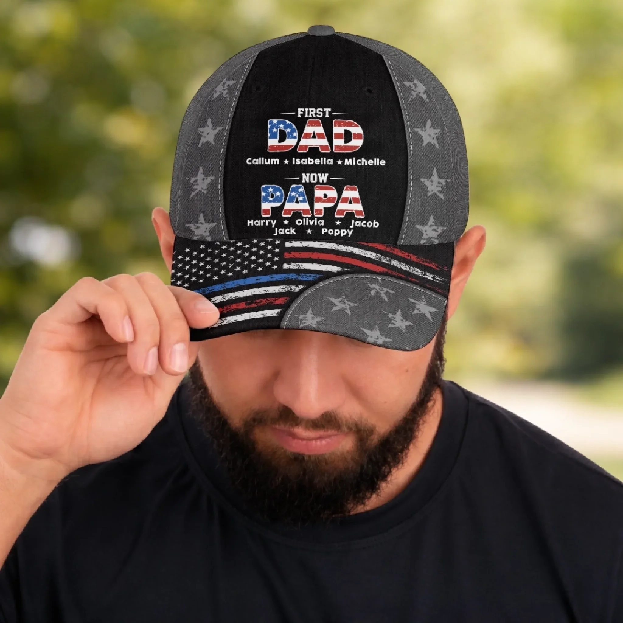 Custom Hat, All Over Print Classic Cap - Personalized Father's Day Birthday Gifts For Dad, Grandpa - Grandpa Love Stays Strong - Image 5