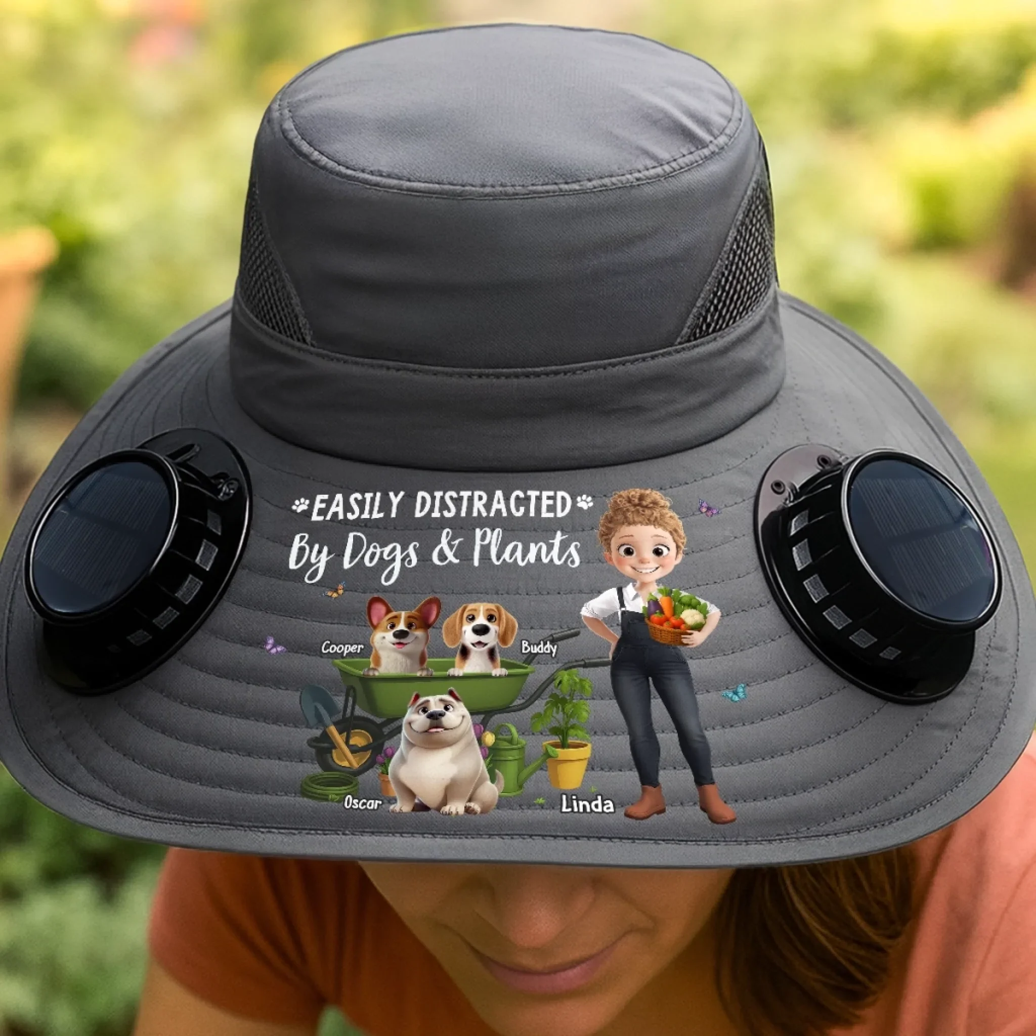 Custom Hat With Fans Solar Power - Personalized Garden Gifts For Gardeners, Dog Lovers, Dog Dad And Mom - Garden Goals and Furry Friends - Image 9