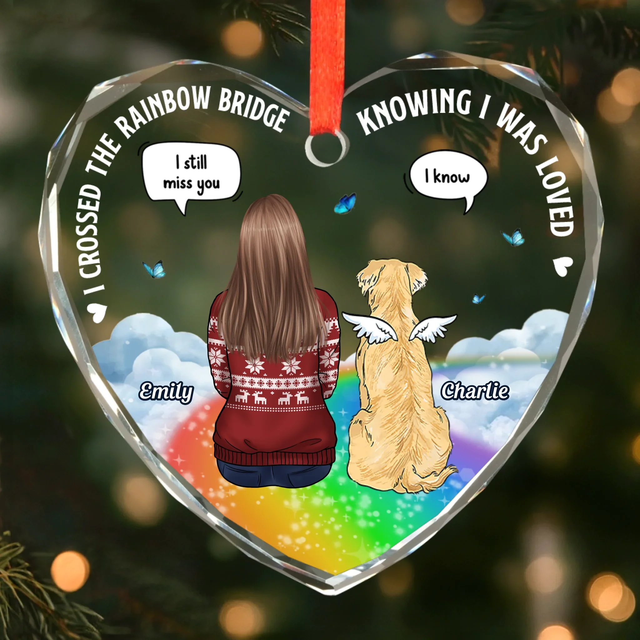 Custom Heart Glass Ornament -  Personalized Pet Christmas Memorial Sympathy Gifts For Dogs, Cats - In Loving Memory Of You - Image 2
