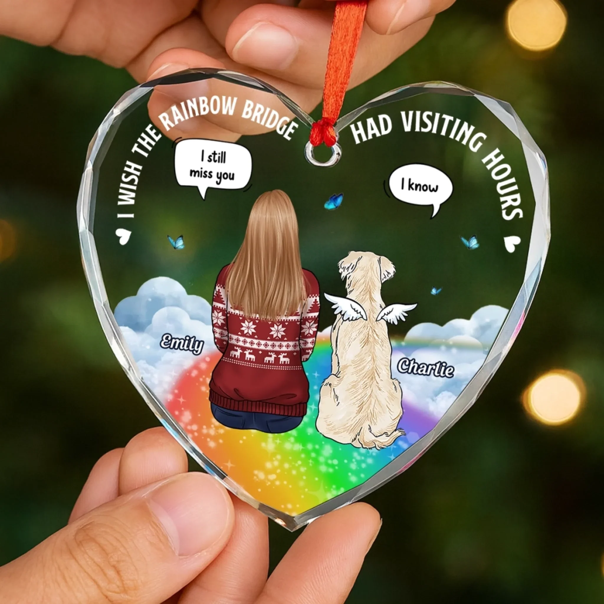 Custom Heart Glass Ornament -  Personalized Pet Christmas Memorial Sympathy Gifts For Dogs, Cats - In Loving Memory Of You - Image 4