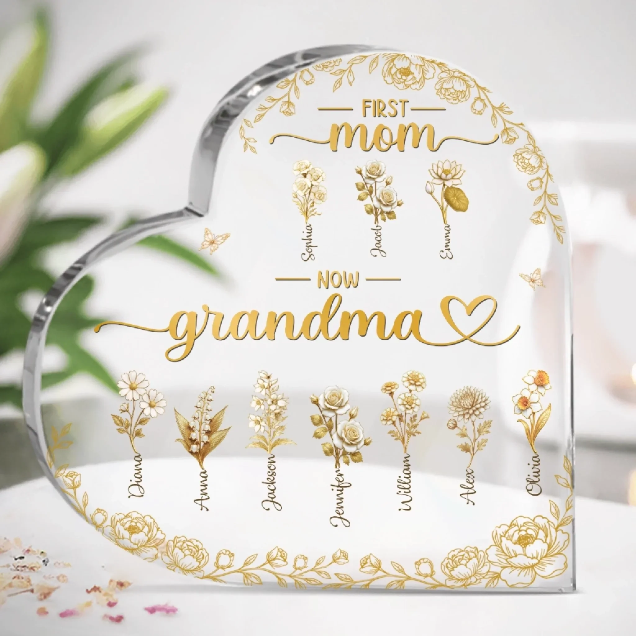 Custom Heart Shaped Acrylic Plaque - Personalized Mother's Day Gifts For Mom, Grandma - Rooted In Love