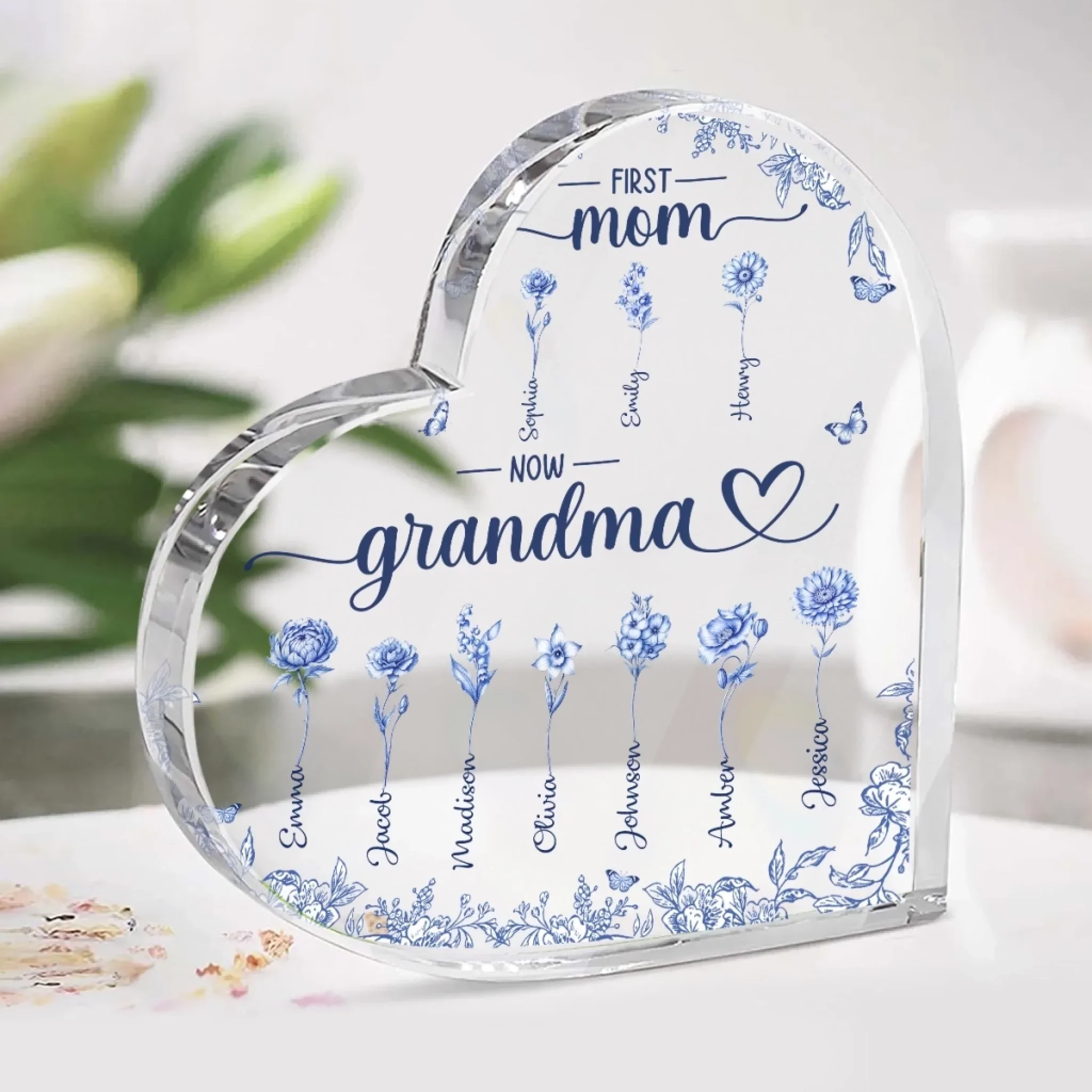 Custom Heart Shaped Acrylic Plaque - Personalized Mother's Day Gifts For Mom, Grandma -Two Generations One Love - Image 3