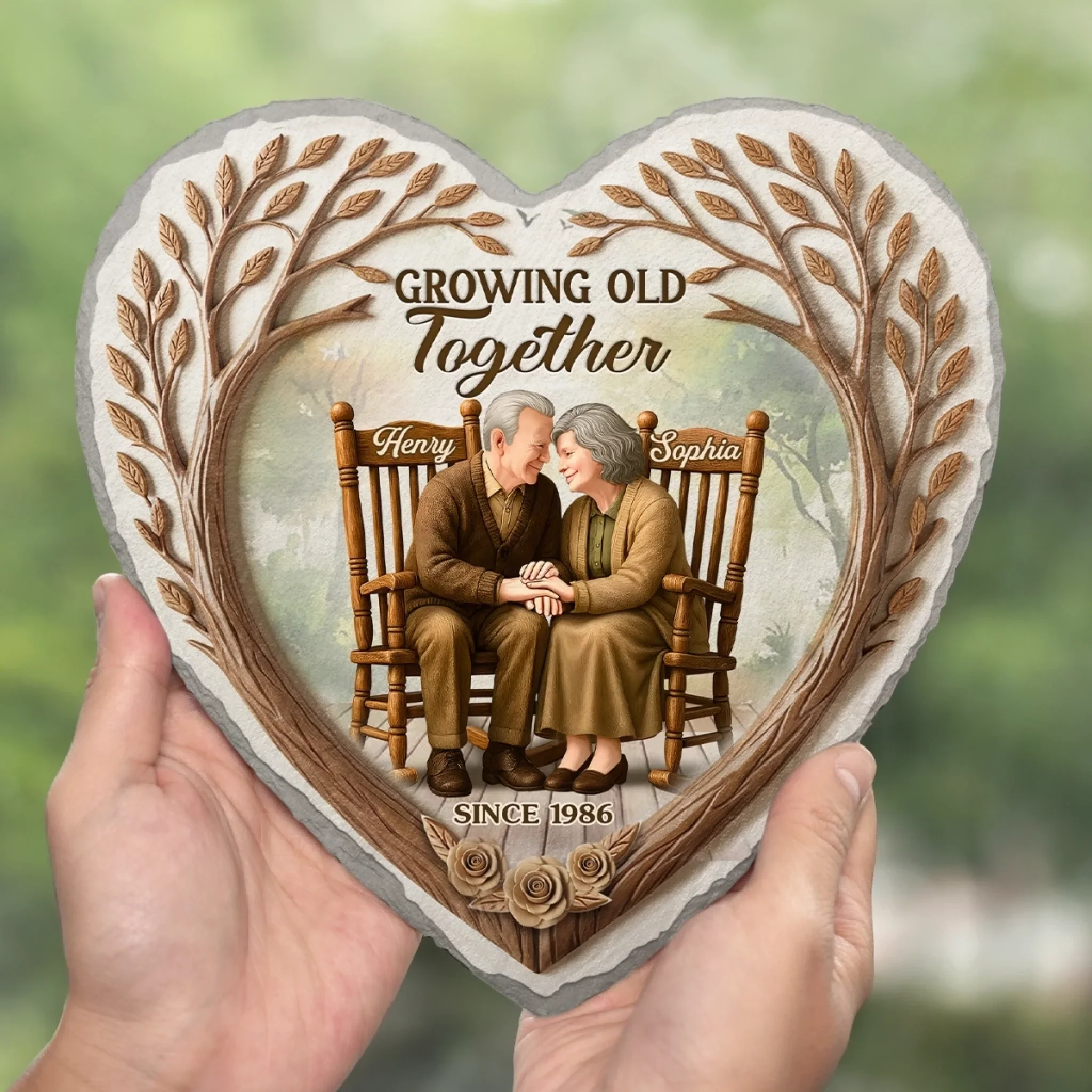 Custom Heart Shaped Memorial Stone - Personalized Anniversary Wedding Gifts For Husband And Wife, Him And Her - Eternally Loved - Image 4
