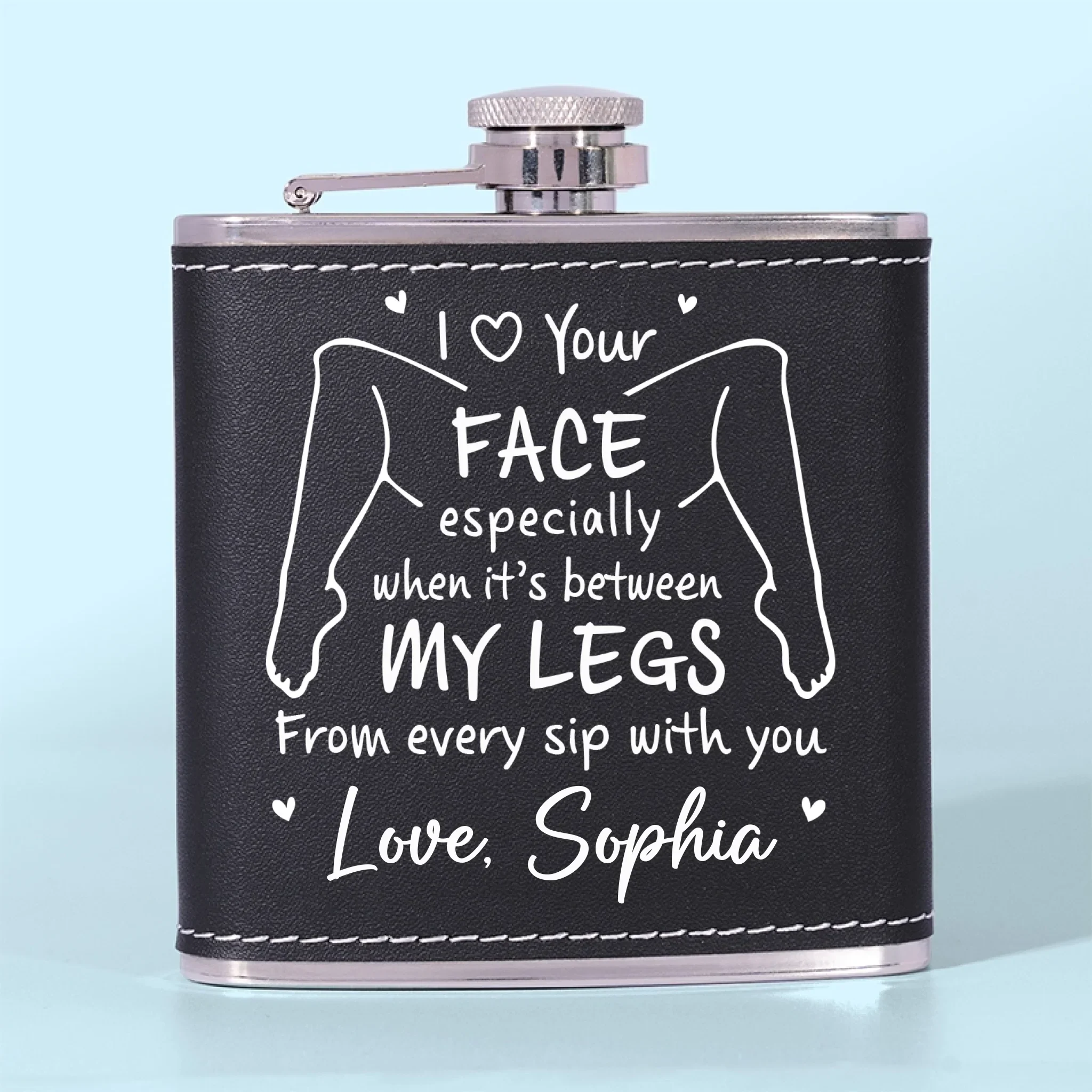 Custom Hip Flask - Personalized Anniversary Wedding Gifts For Husband And Wife, Him And Her - Love Feels Simple With You - Image 3