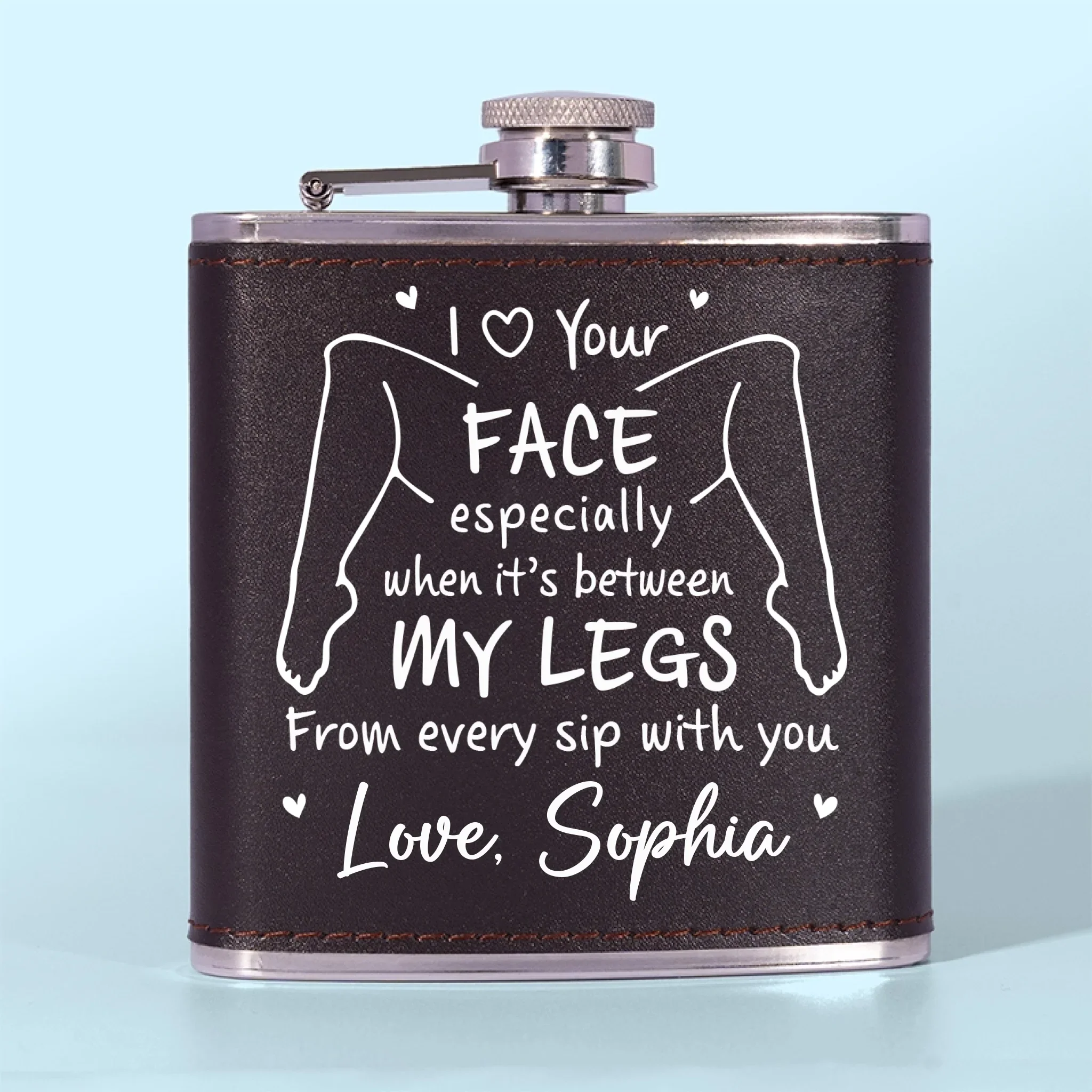 Custom Hip Flask - Personalized Anniversary Wedding Gifts For Husband And Wife, Him And Her - Love Feels Simple With You - Image 4