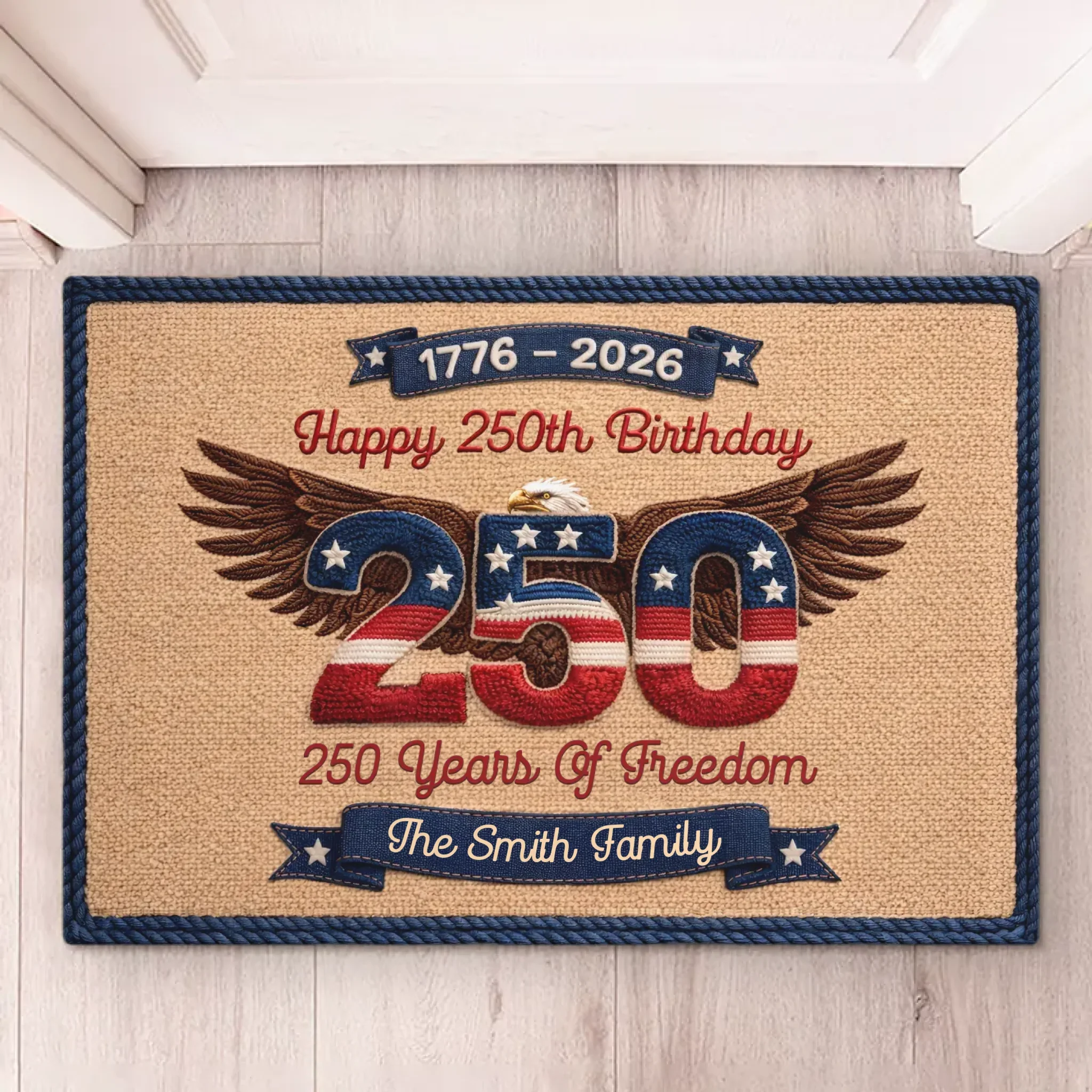 Custom Home Decor Decorative Mat - Personalized America 250th Anniversary Gifts For Mom, Dad, Brother, Sister, Kids - Courage Wrote Our Story - Image 4
