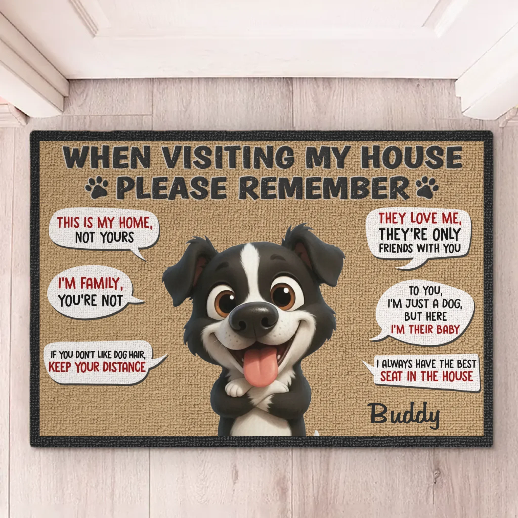 Custom Home Decor Decorative Mat - Personalized Birthday Gifts For Dog Lovers, Dog Dad And Mom - The Dogs Live Here - Image 6