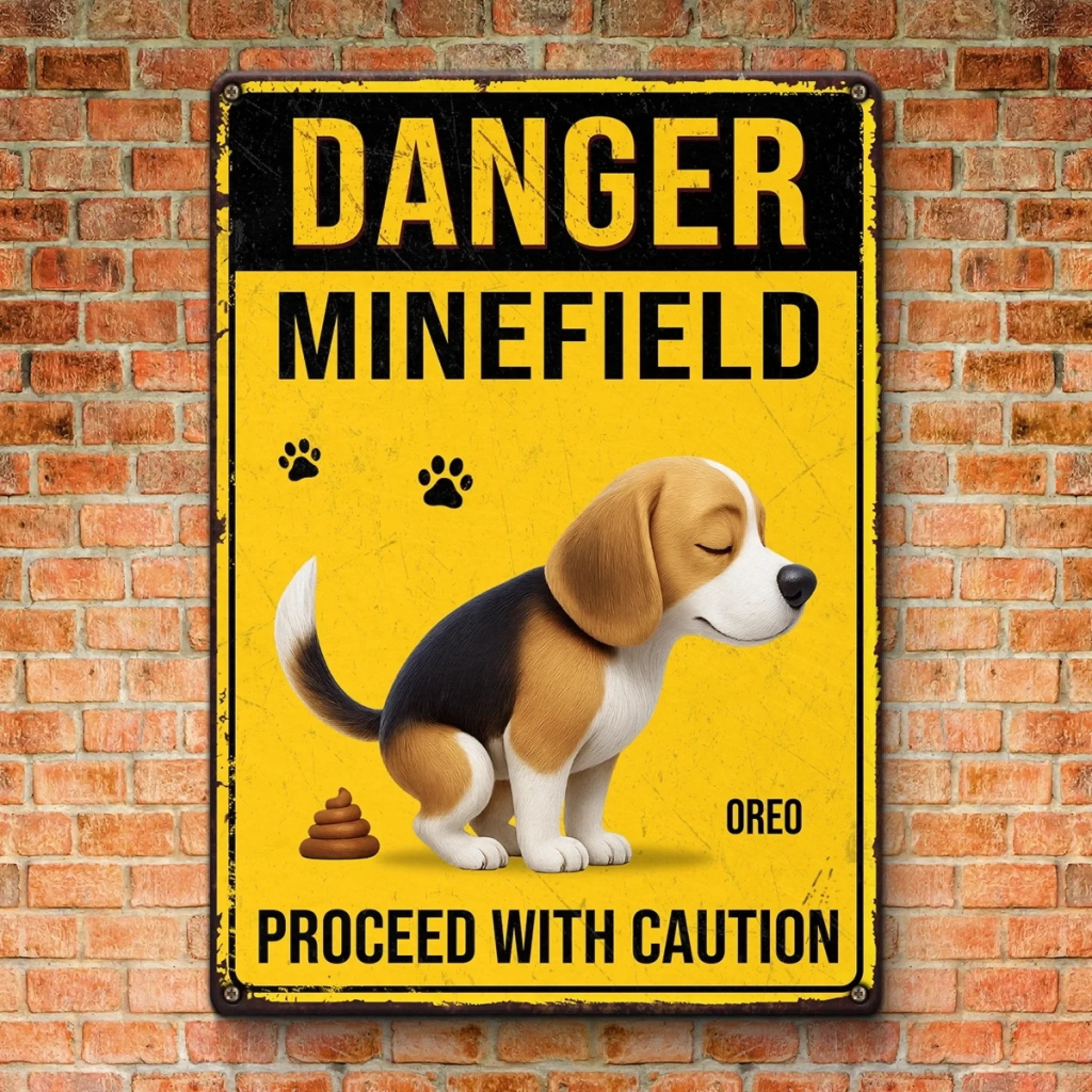Custom Home Decor Metal Sign - Personalized Birthday Gifts For Dog Lovers, Dog Dad And Mom - Poop Zone In Progress - Image 3